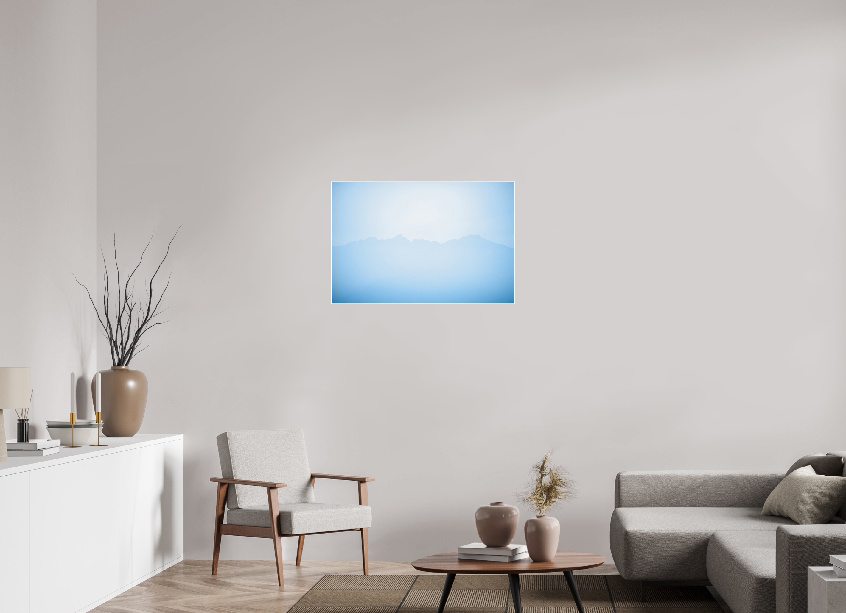 90 x 60 cm, Acrylic glossy 2mm - Alu Slime Frame - white Mountains of Como Lac