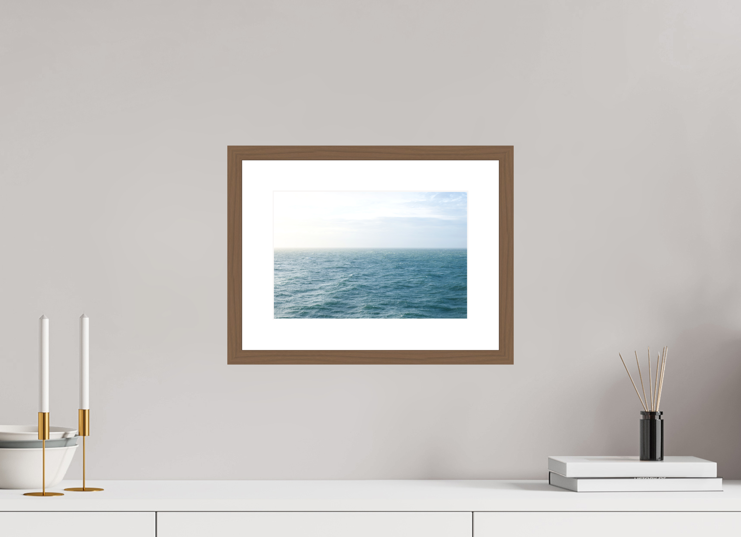 30 x 20 cm, Fine Art Print - Infinity Rag Photo 2 - PP 5cm - Walnus Frame 20mm North Sea