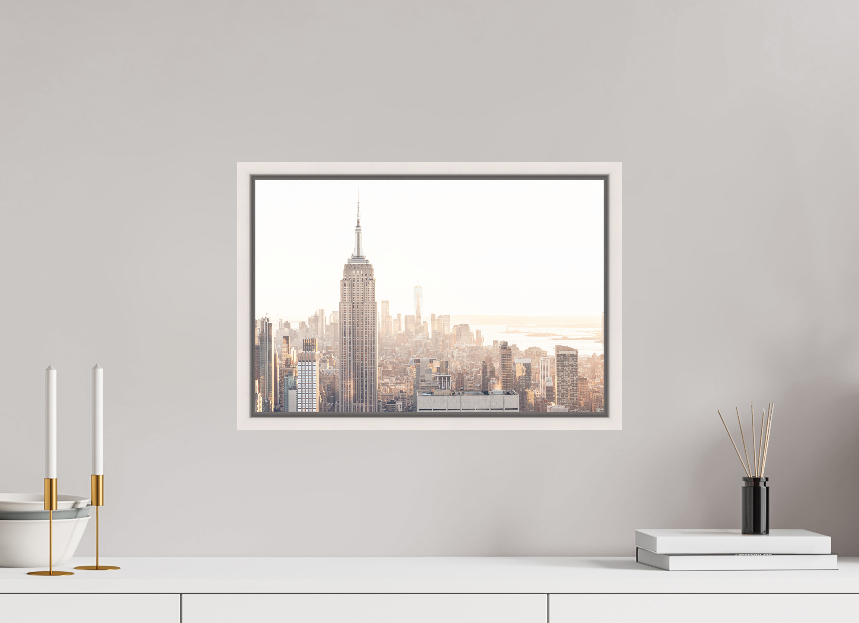 45 x 30 cm, Fine Art Print - Infinity Rag Photo 2 - Ame case 15mm - mapple white Empire State Building sunnygold