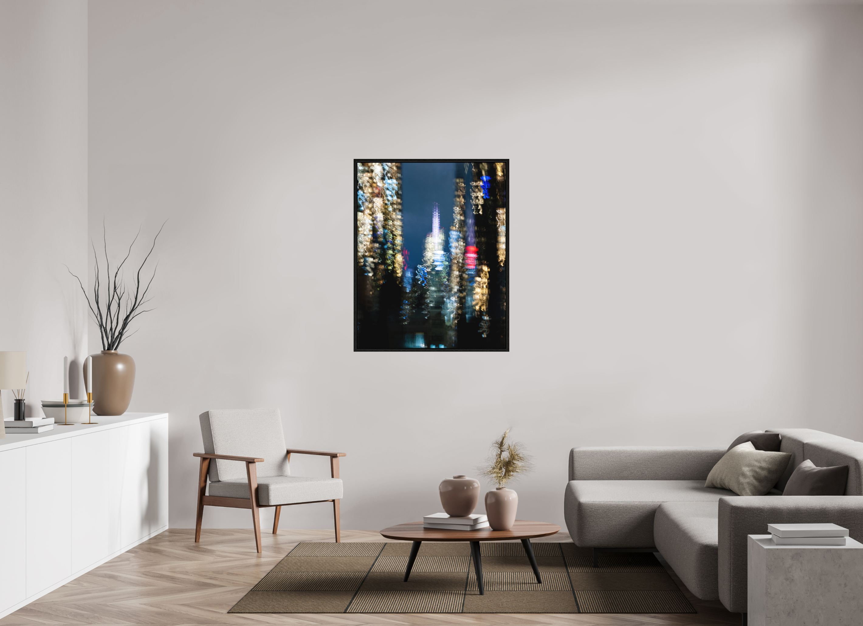 90 x 112,5 cm, Fine Art Print - Infinity Rag Photo 2 - Ame case 15mm - oak black NYC by night