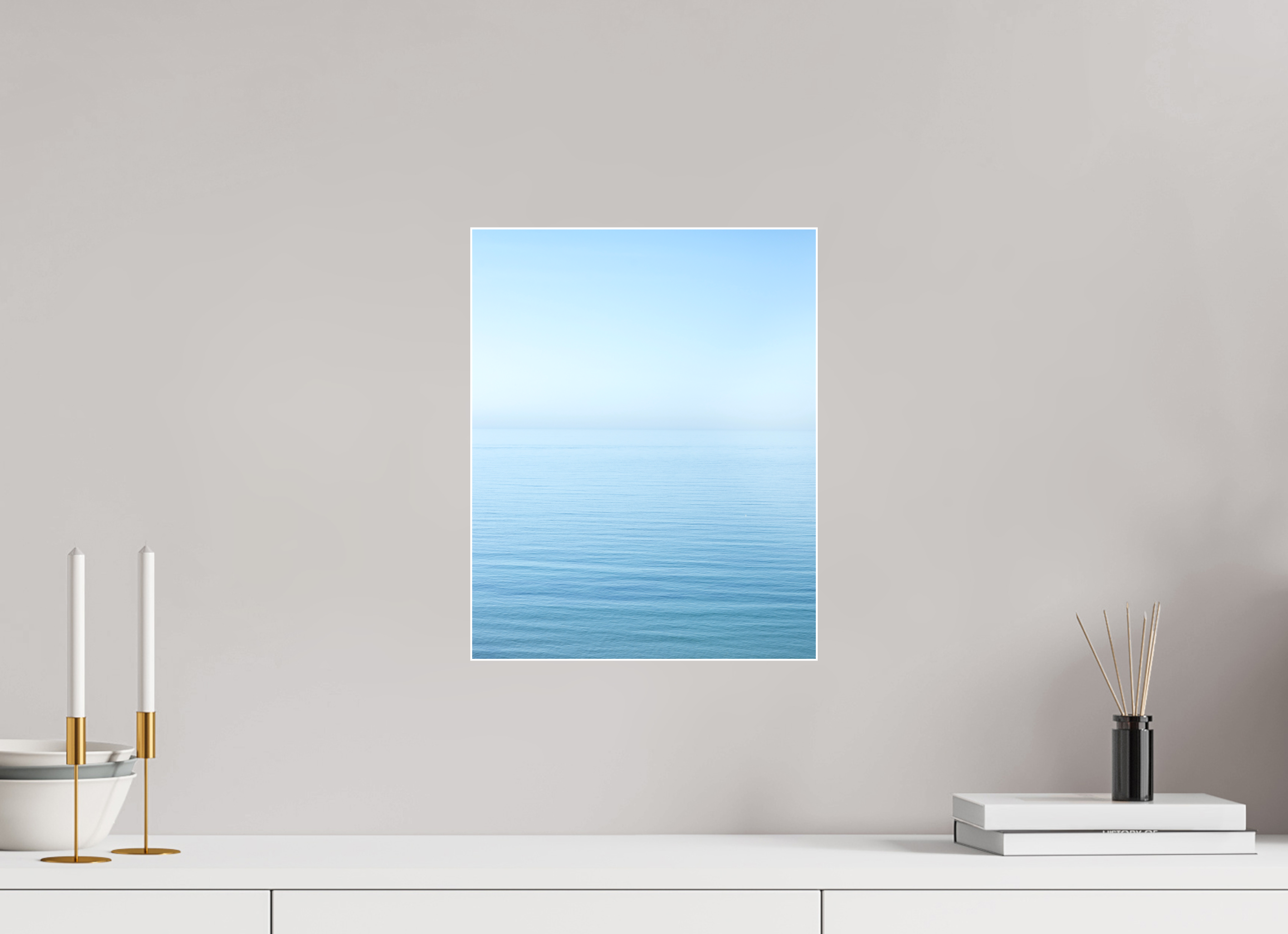 30 x 37,5 cm, Acrylic matt 2mm - Alu Slime Frame - white The sea Manche