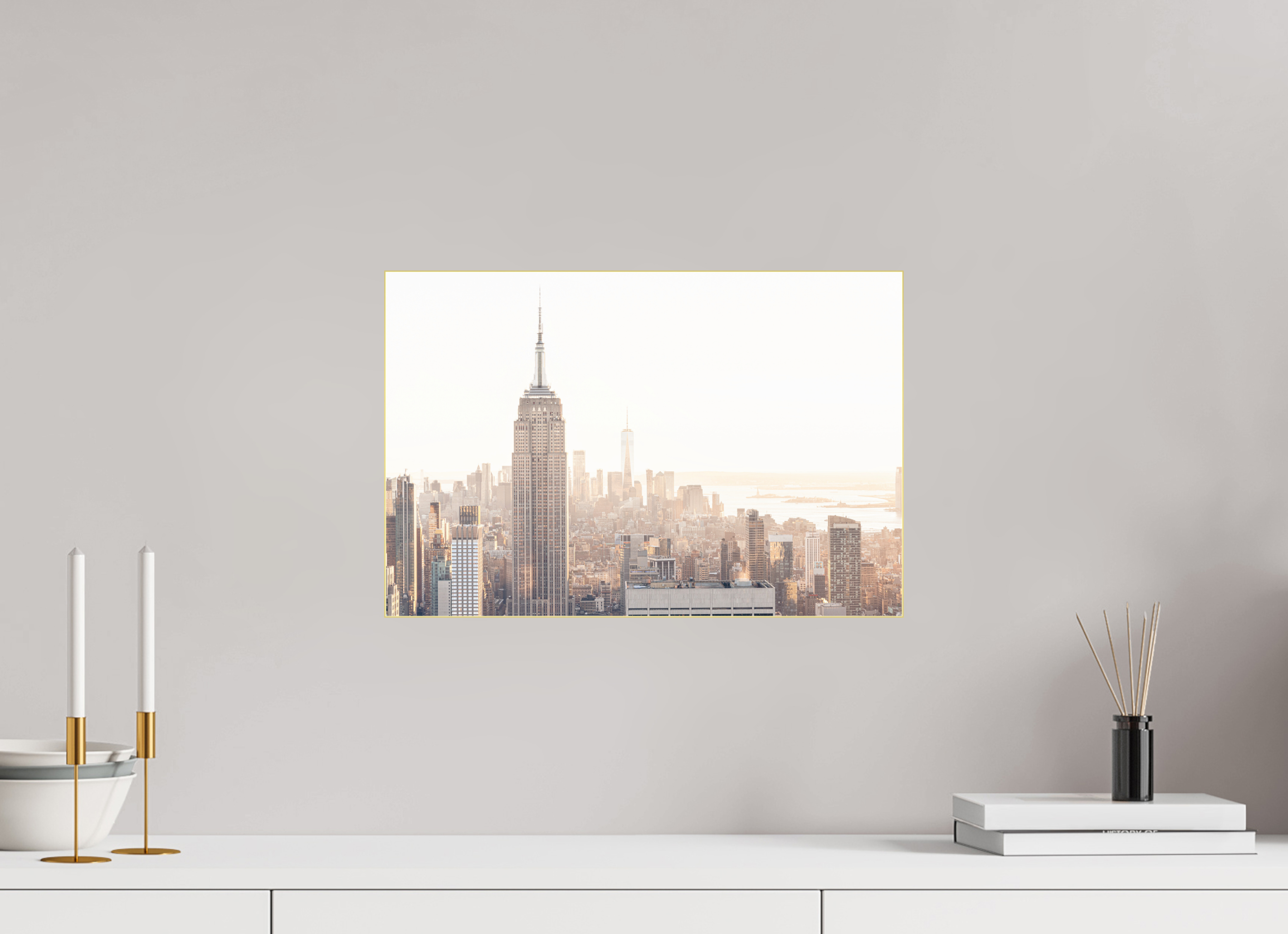 45 x 30 cm, Acrylic glossy 2mm - Alu Slime Frame - gold Empire State Building sunnygold