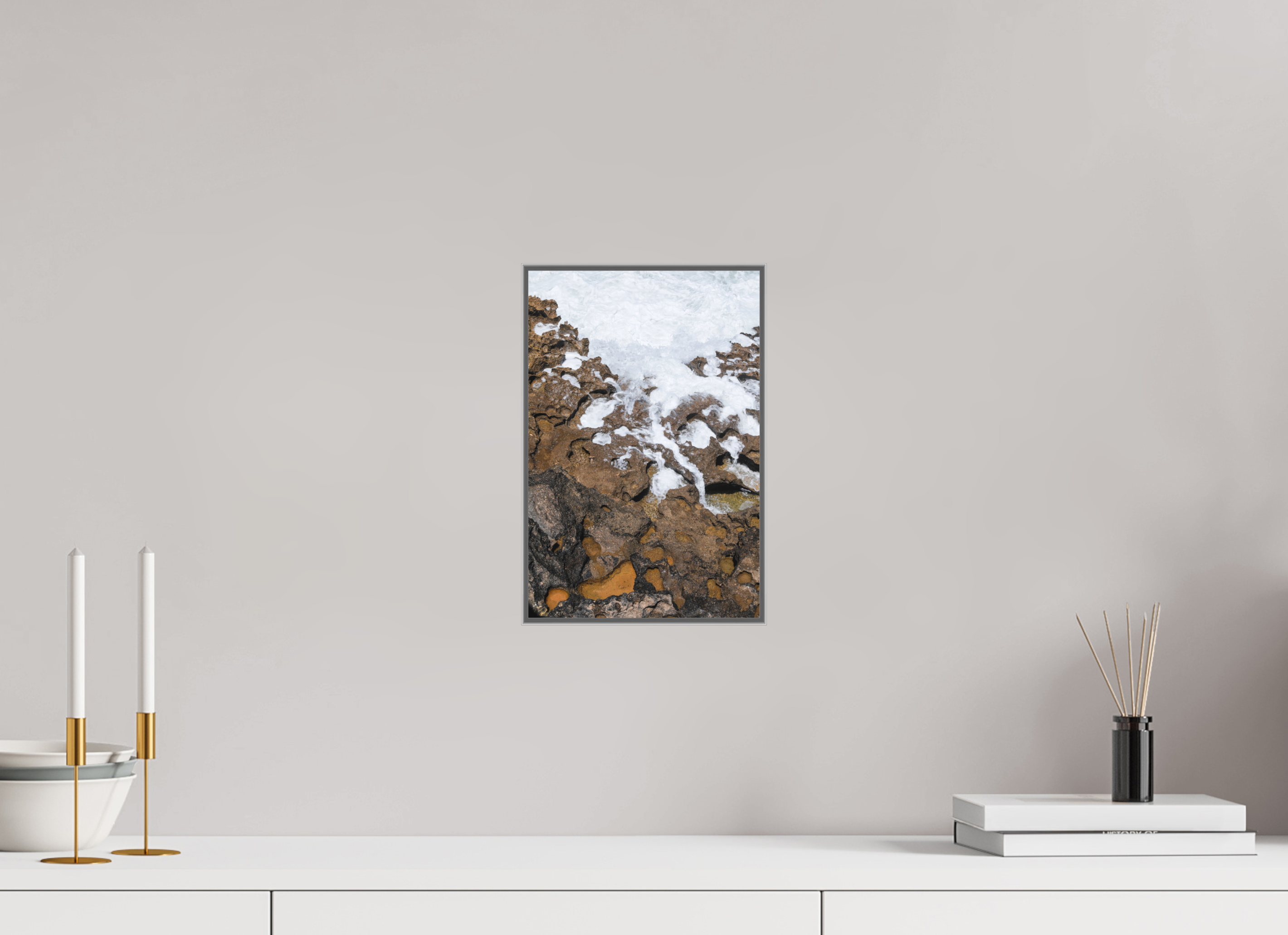 20 x 30 cm, Acrylic matt 2mm - Alu American case 25mm - silver Earth & Sea 2