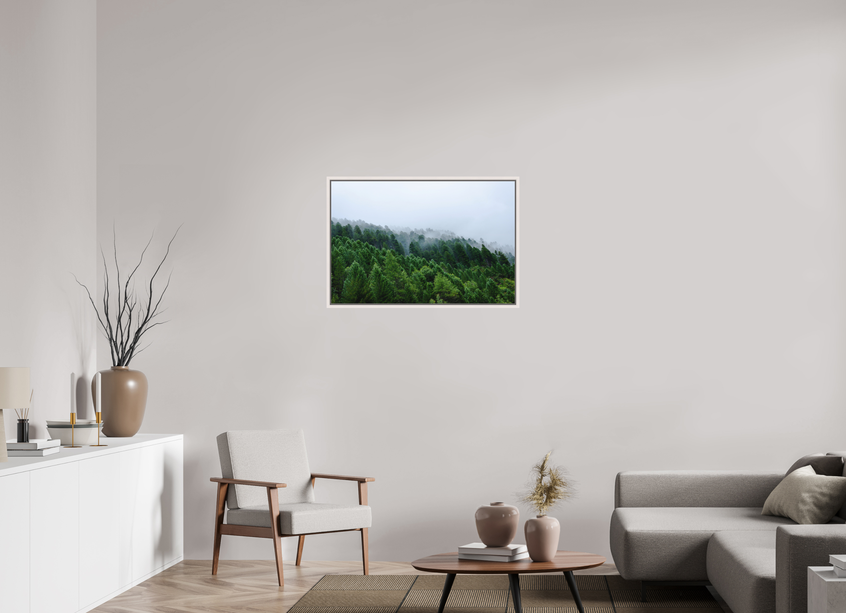 90 x 60 cm, Fine Art Print - Infinity Rag Photo 2 - Ame case 15mm - mapple white Trees lined slope 2