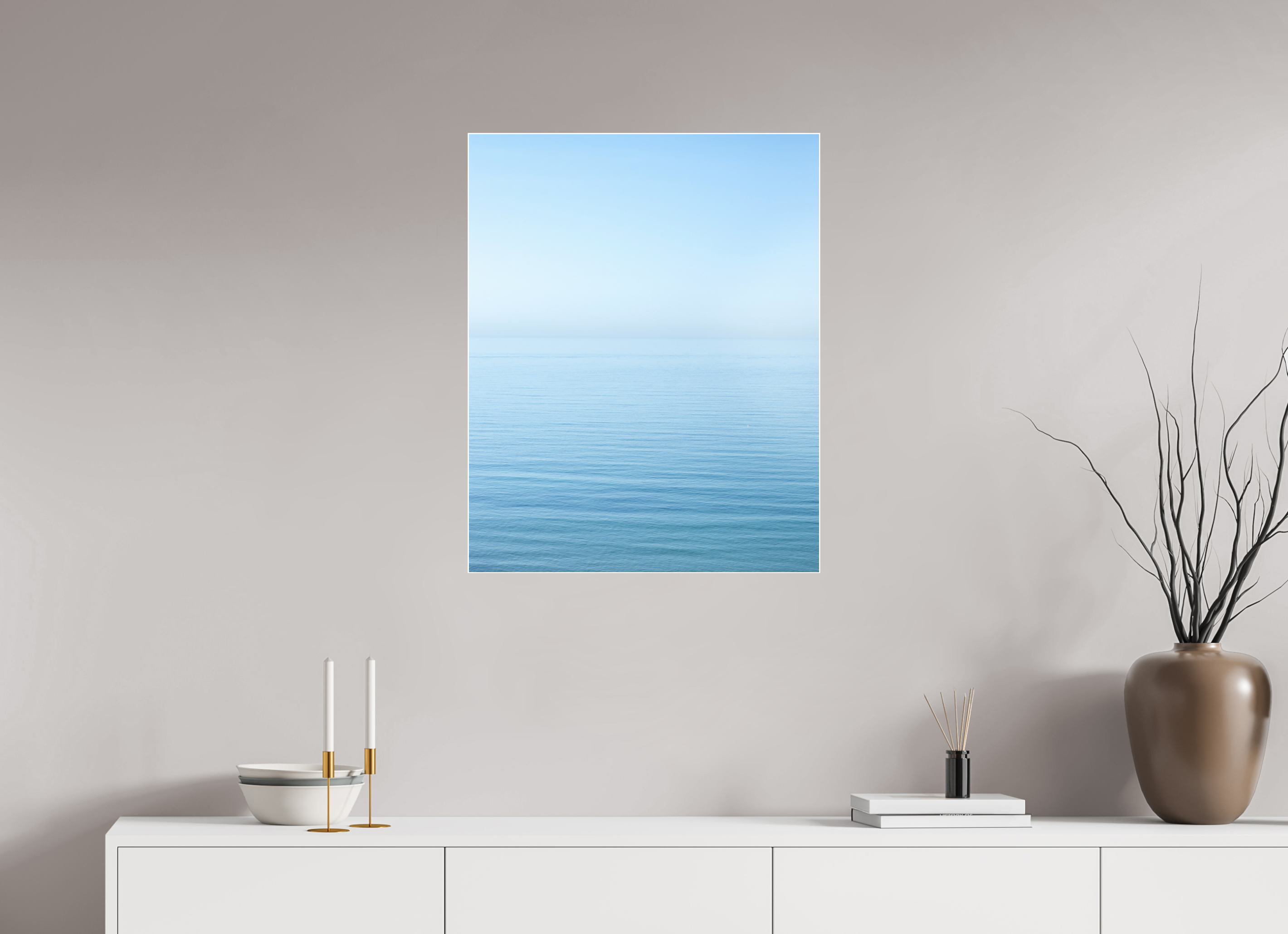 60 x 75 cm, Acrylic glossy 2mm - Alu Slime Frame - white The sea Manche