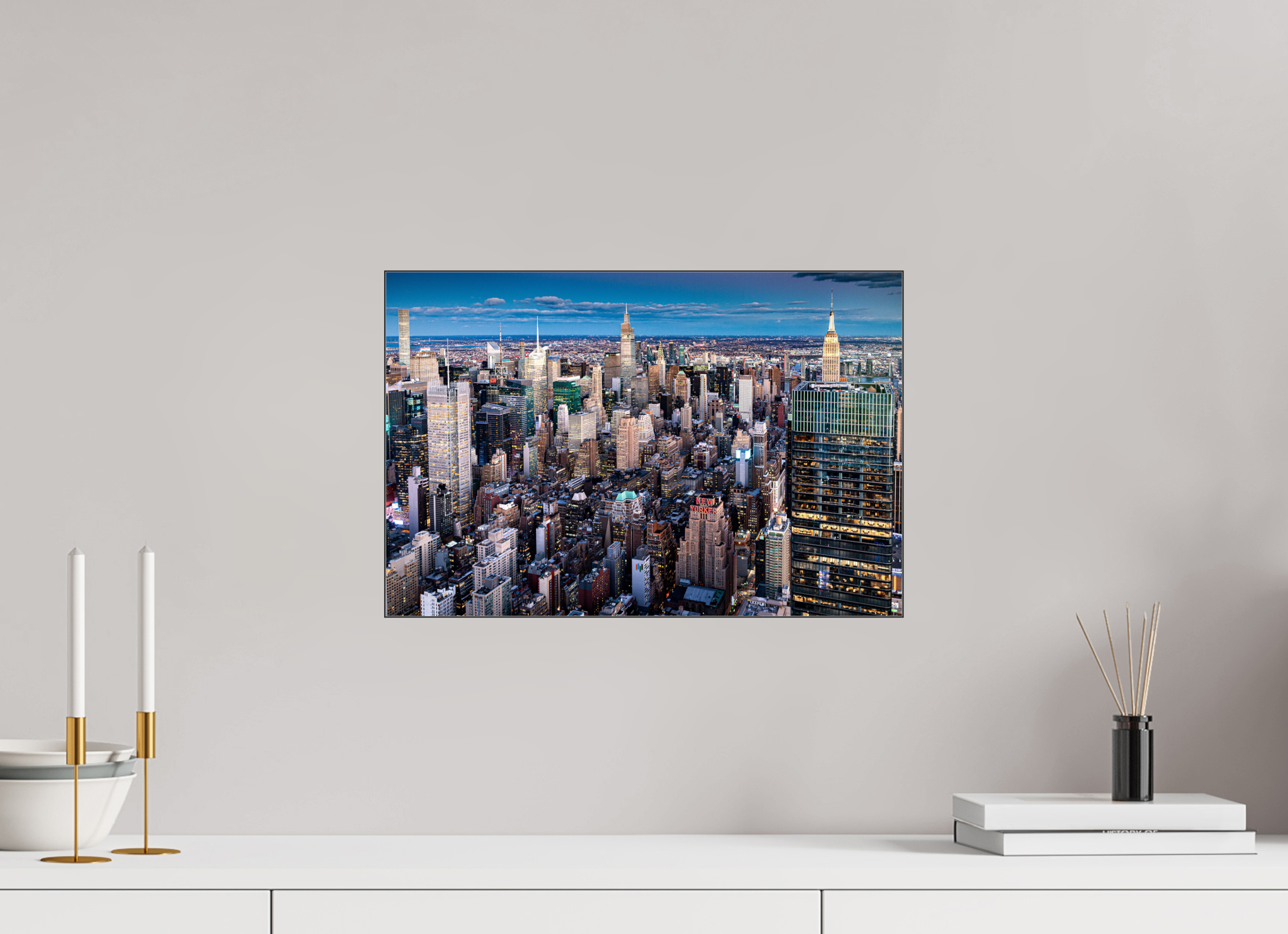 45 x 30 cm, Acrylic glossy 2mm - Alu Slime Frame - black NYC by night 2