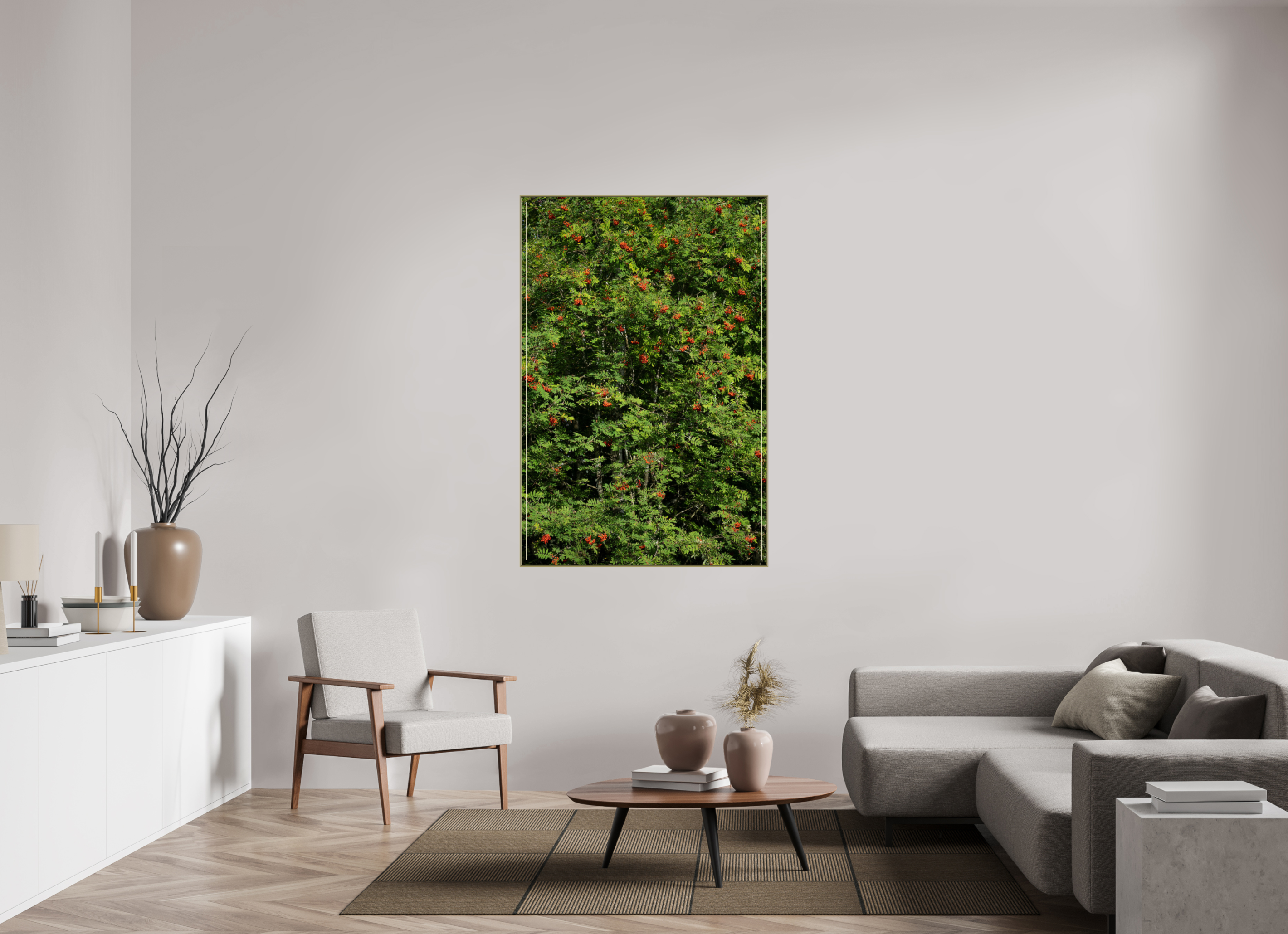 100 x 150 cm, Acrylic glossy 2mm - Alu American case 25mm - gold Red Dots
