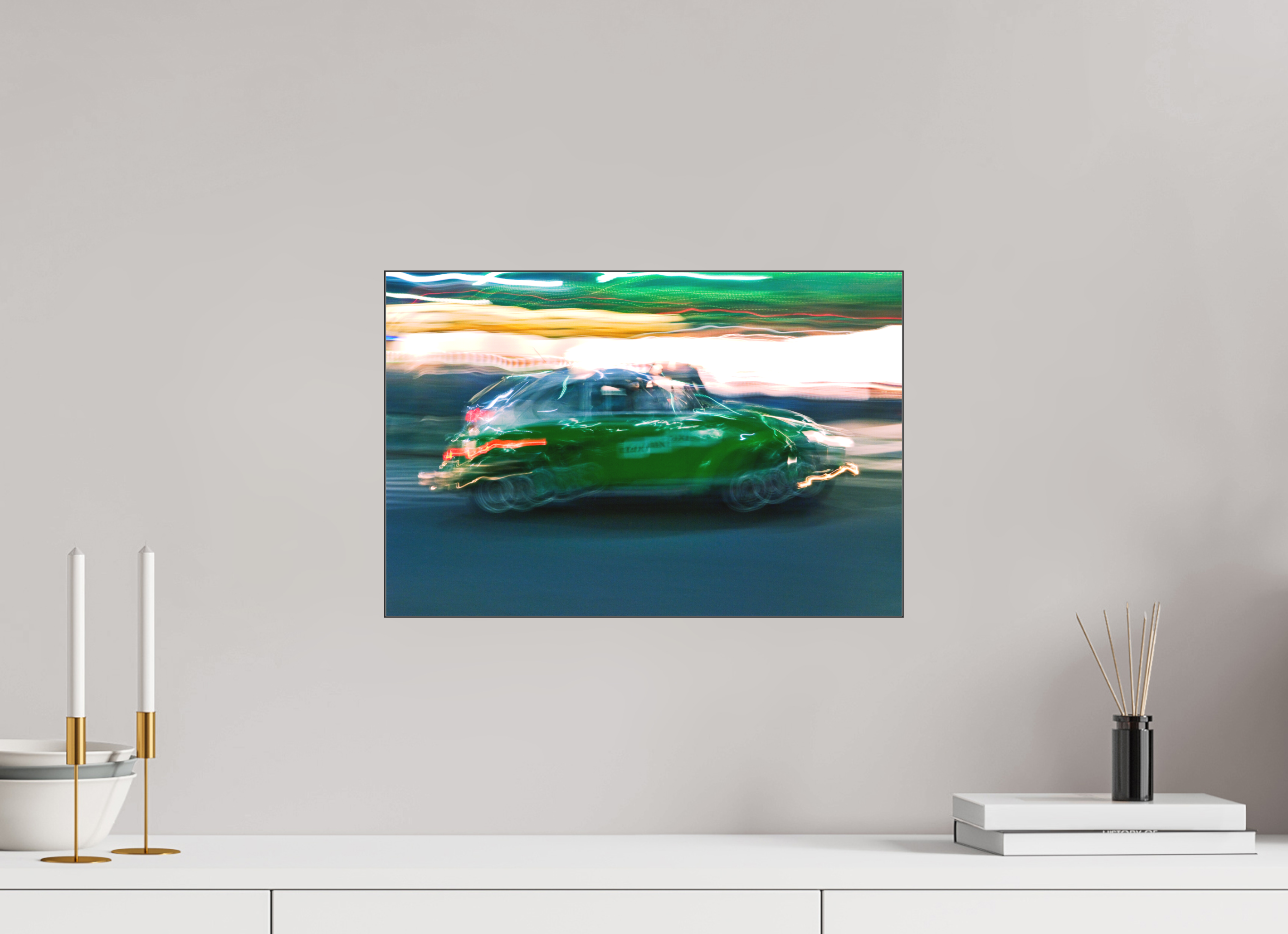 45 x 30 cm, Acrylic matt 2mm - Alu Slime Frame - black Taxi driver D-MX