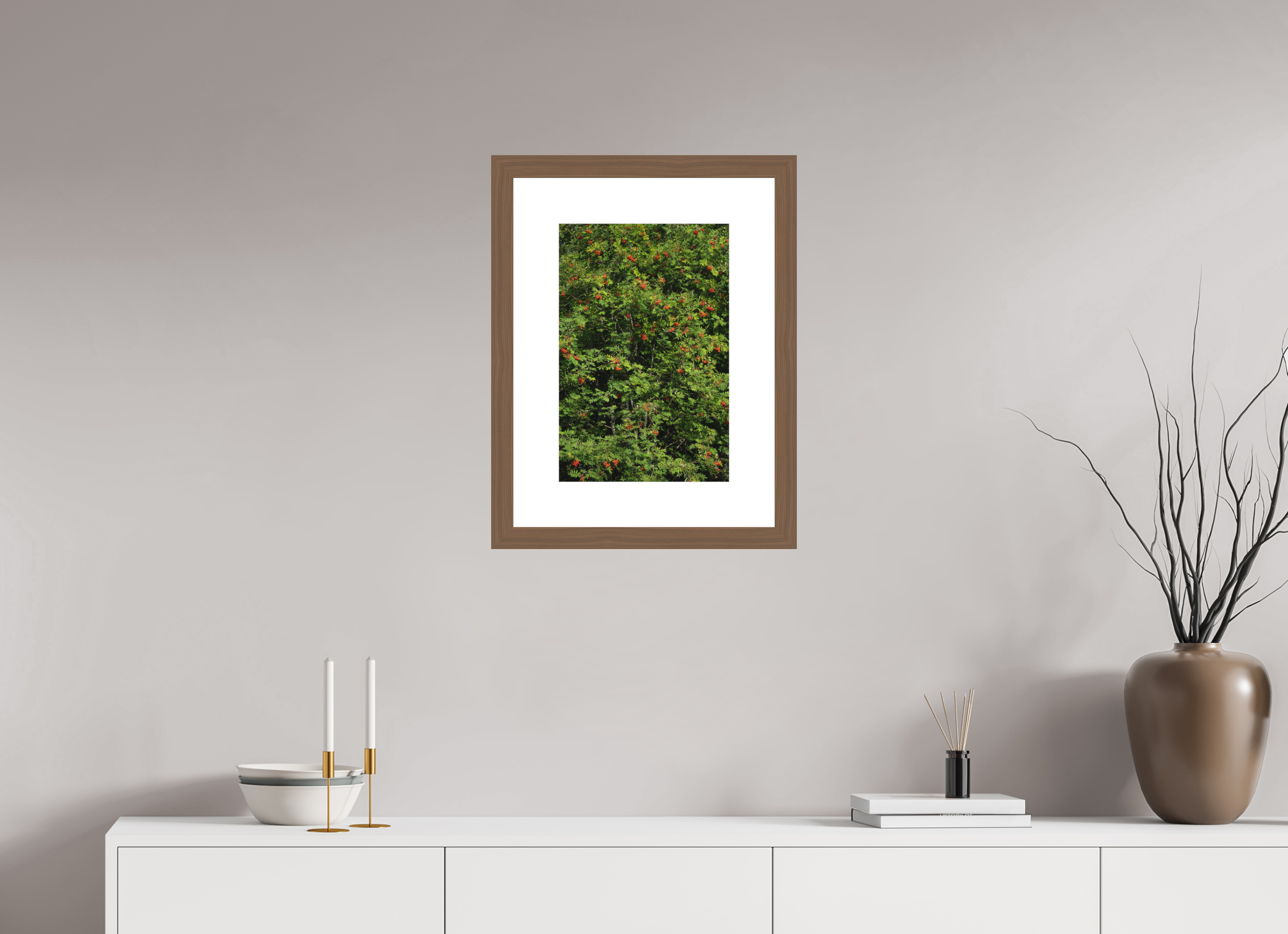 30 x 45 cm, Fine Art Print - Infinity Rag Photo 2 - PP 8cm - Walnut Frame 40mm Red Dots