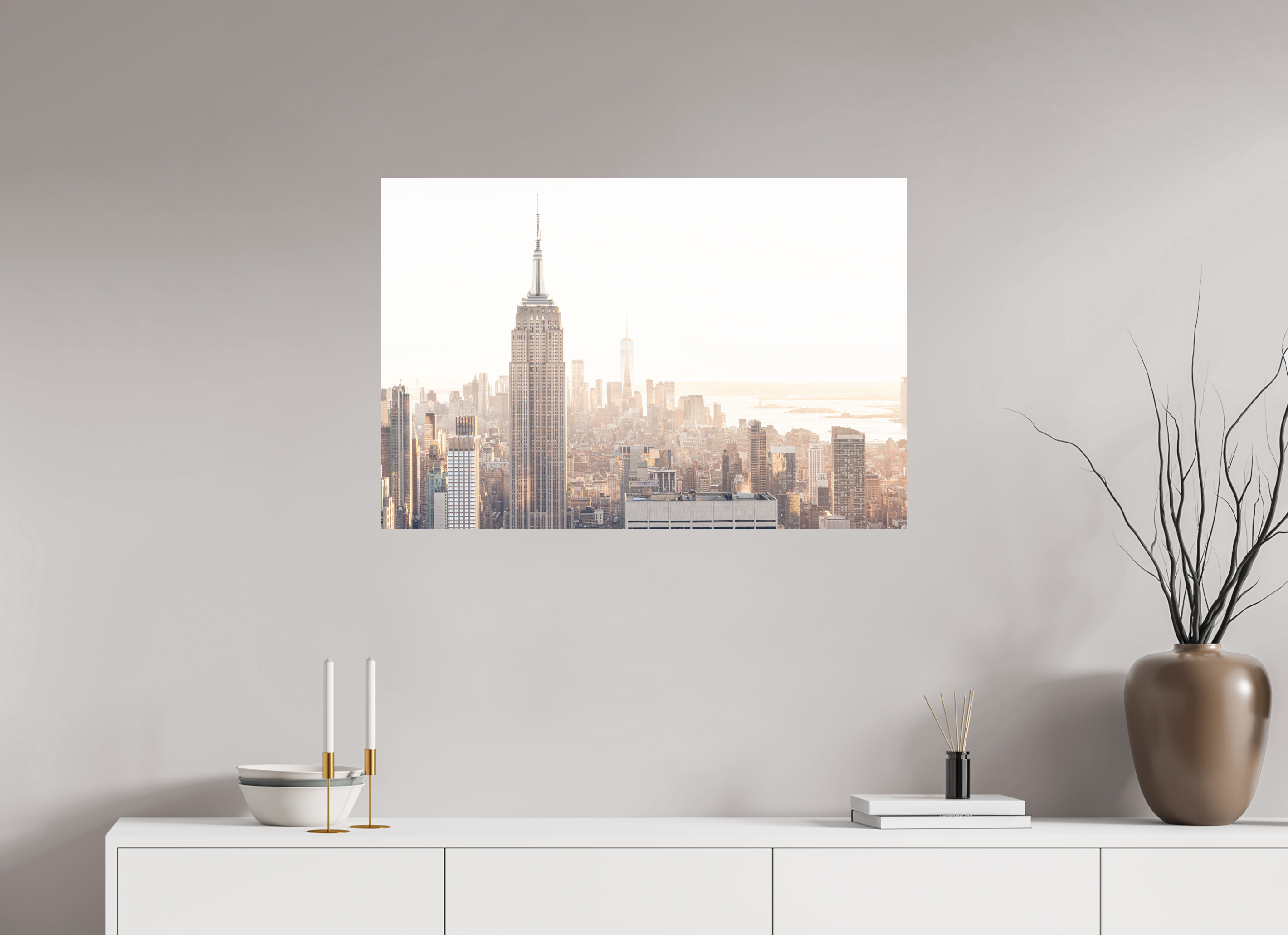 90 x 60 cm, Photo print Matt on Alu Dibond Empire State Building sunnygold