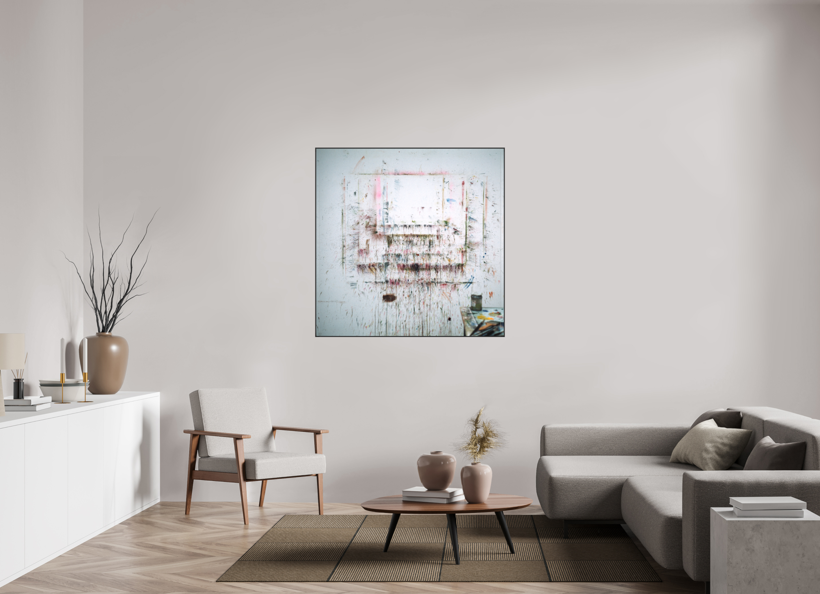 120 x 120 cm, Acrylic matt 2mm - Alu American case 25mm - black A for Art