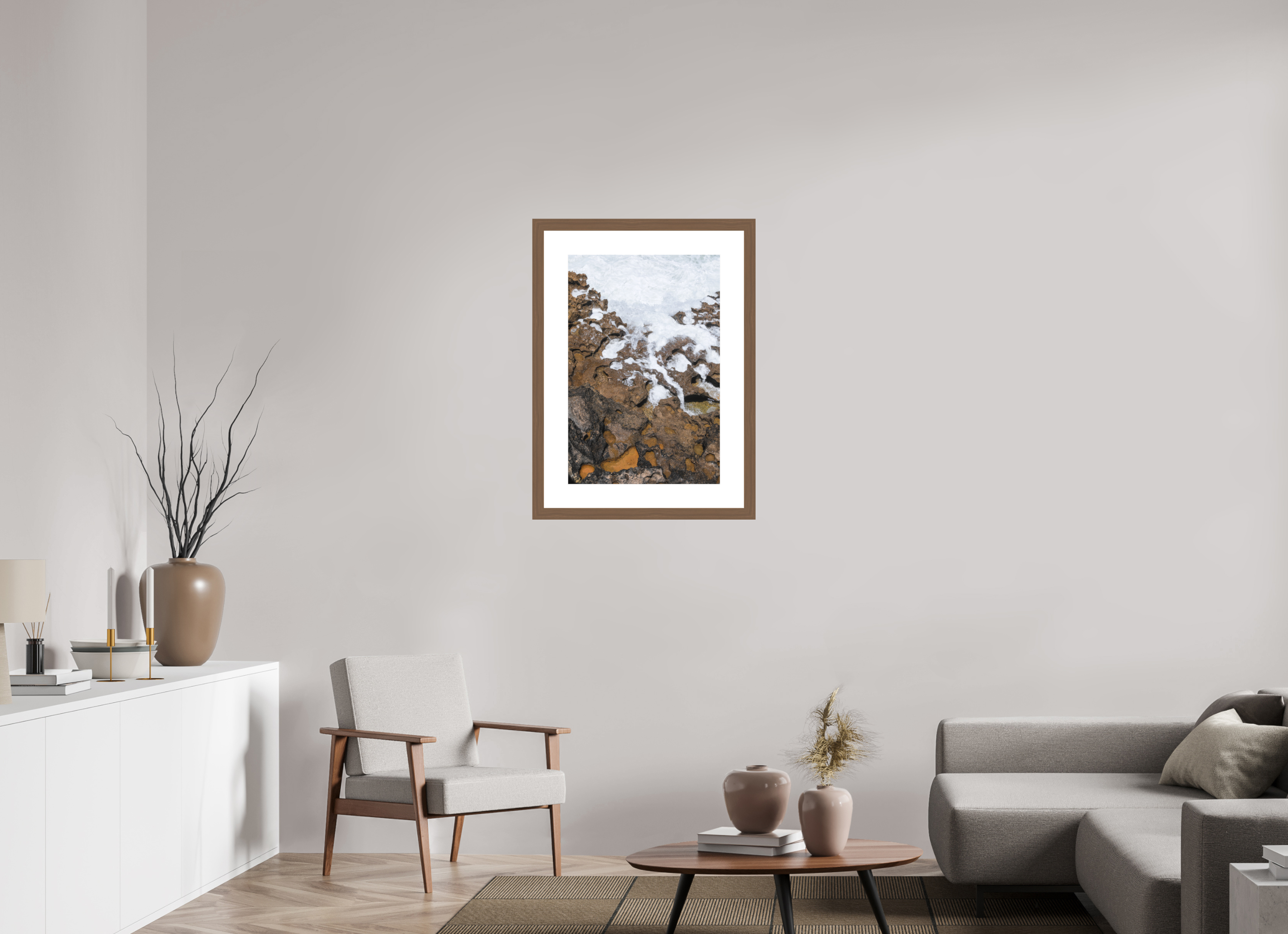50 x 75 cm, Fine Art Print - Infinity Rag Photo 2 - PP 8cm - Walnut Frame 40mm Earth & Sea 2