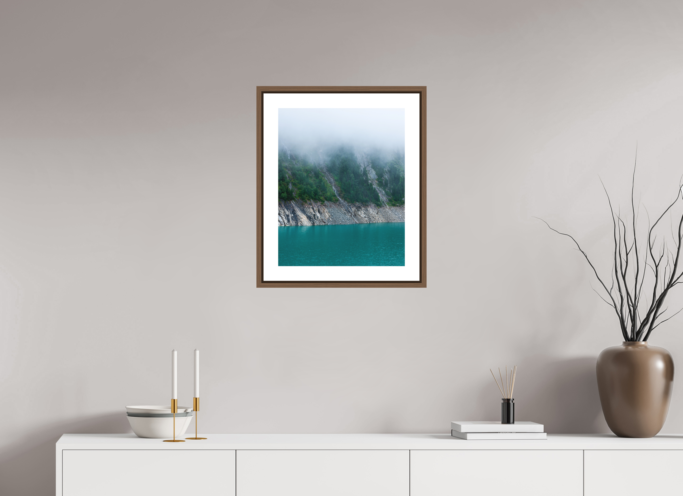 40 x 50 cm, Fine Art Print - Infinity Rag Photo 2 - border 5cm- Ame case 15mm - walnut 4 Layers