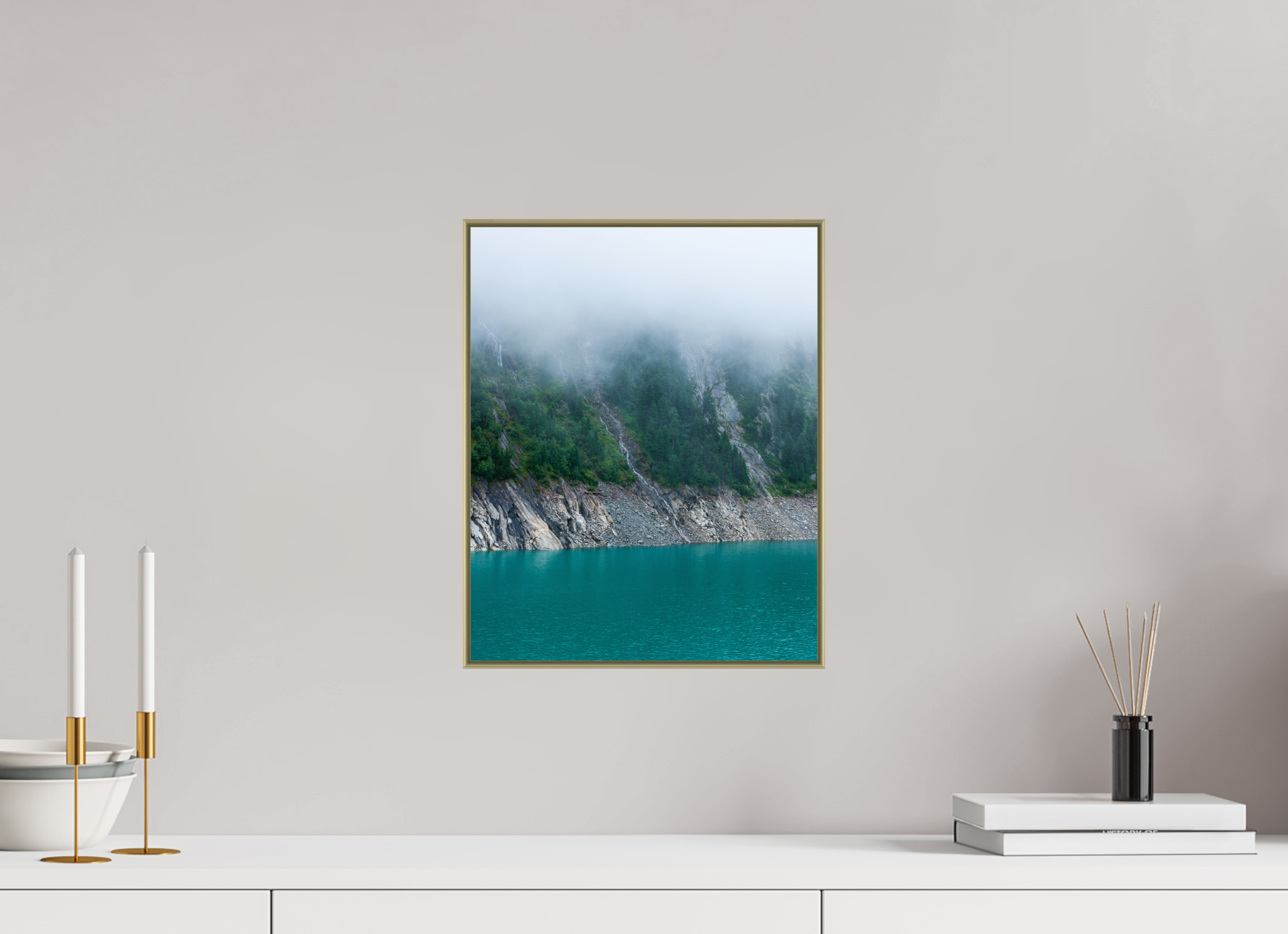 30 x 37,5 cm, Acrylic glossy 2mm - Alu American case 25mm - gold 4 Layers