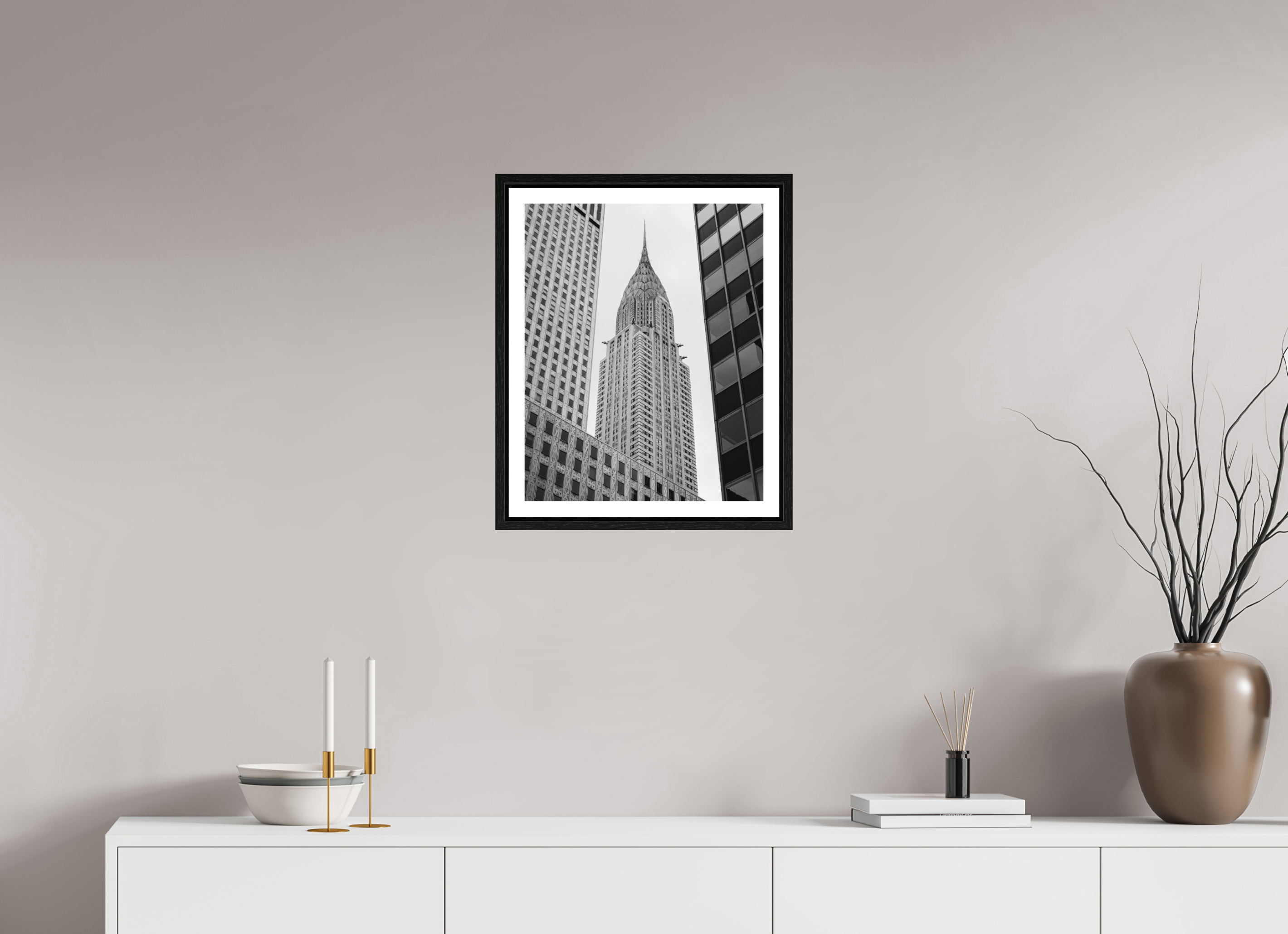 40 x 50 cm, Fine Art Print - Infinity Rag Photo 2 - border 3cm- Ame case 15mm - oak black Chrysler Building
