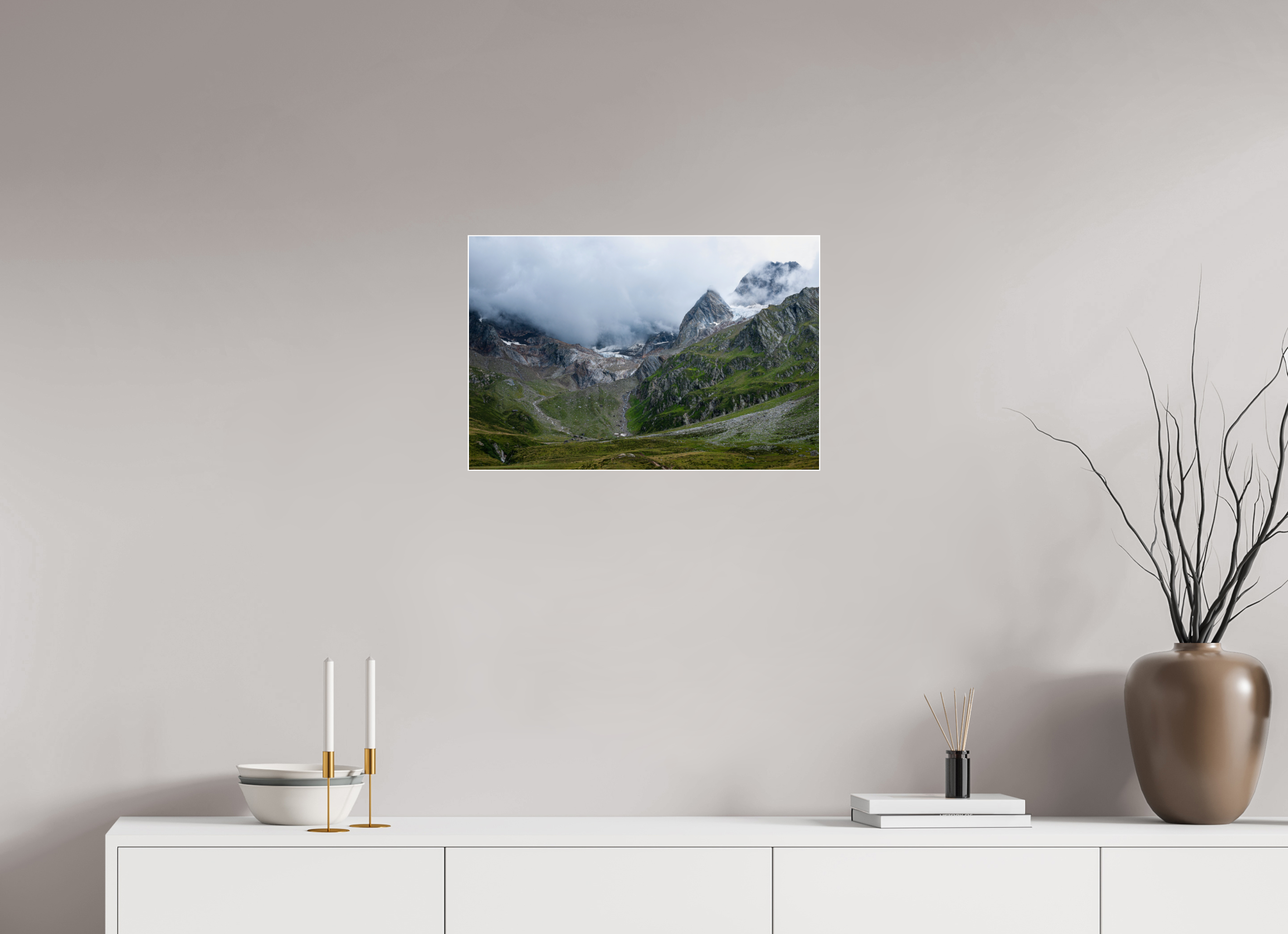 60 x 40 cm, Acrylic glossy 2mm - Alu Slime Frame - white South Tyrol