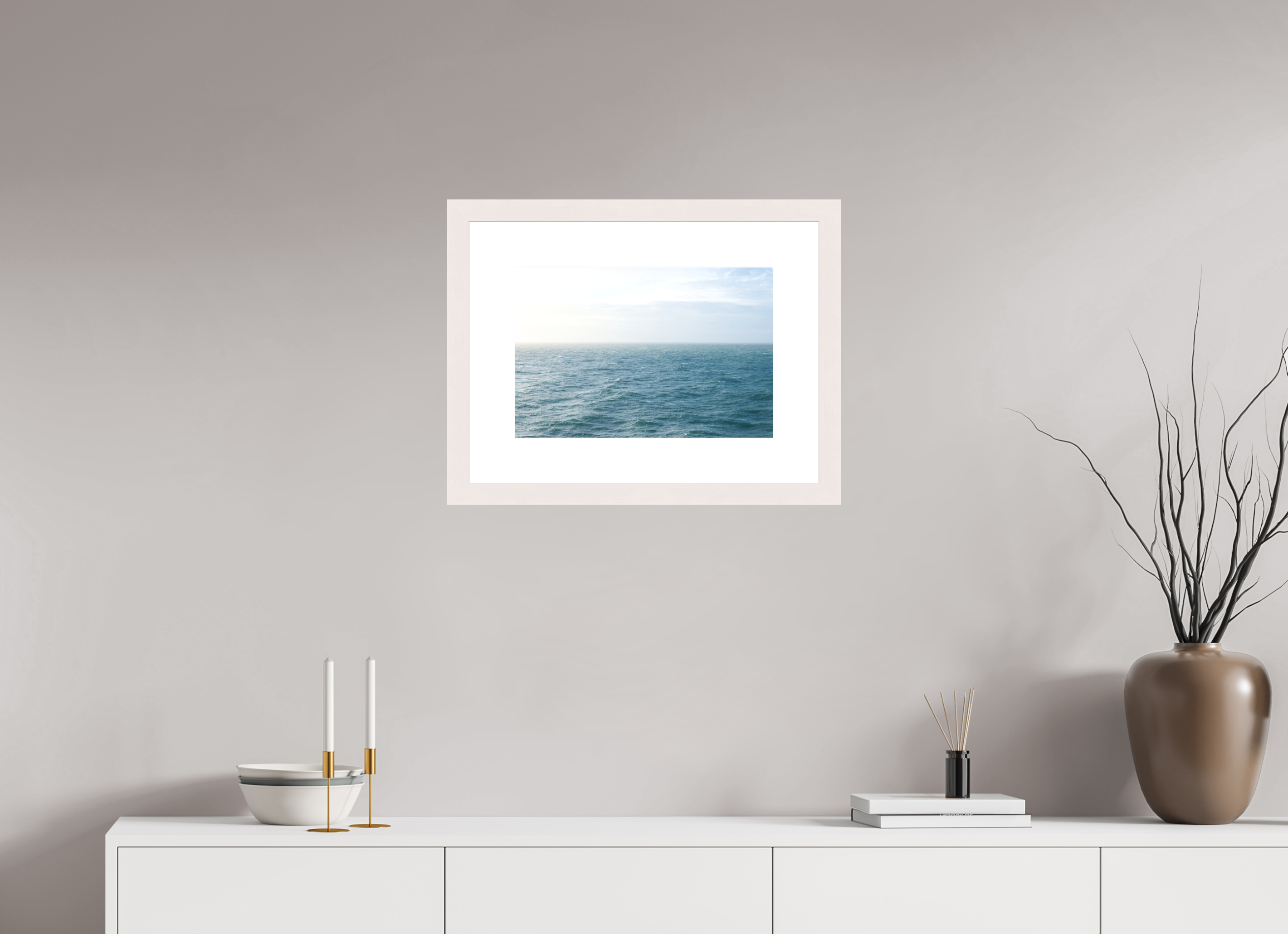 45 x 30 cm, Fine Art Print - Infinity Rag Photo 2 - PP 8cm - Mapple white Frame 40mm North Sea