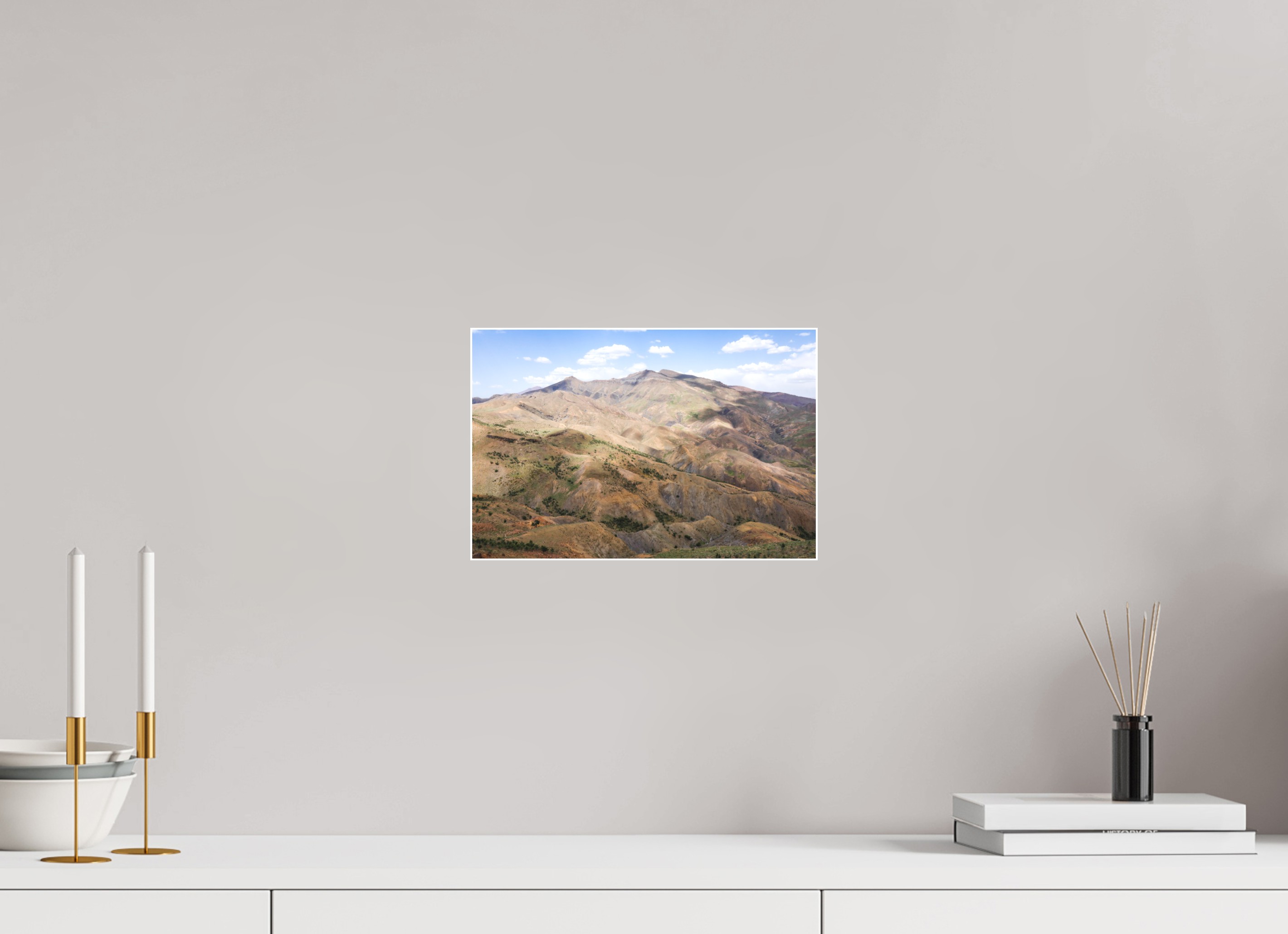 30 x 20 cm, Acrylic matt 2mm - Alu Slime Frame - white Atlas from Marocco