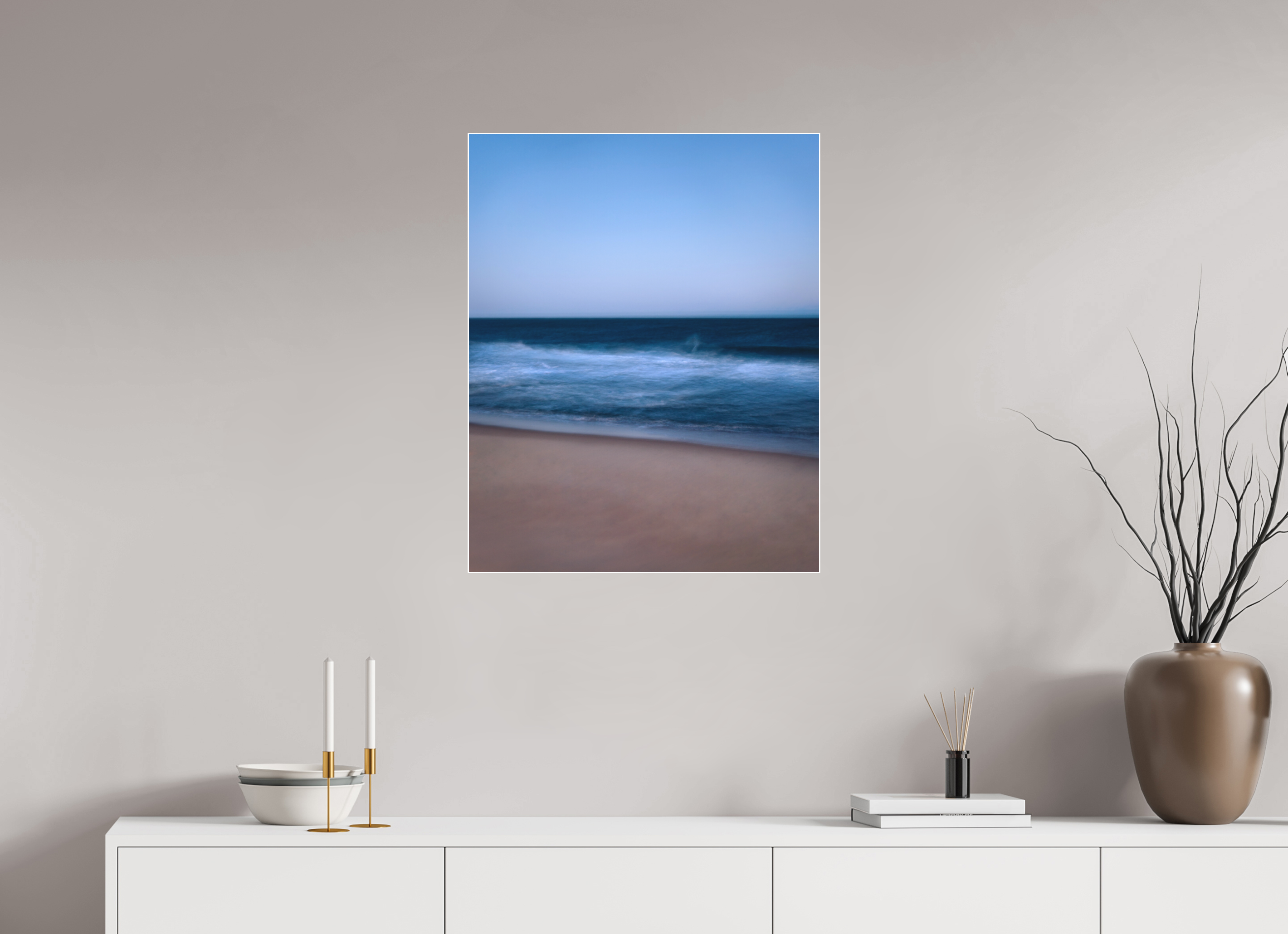 60 x 75 cm, Acrylic matt 2mm - Alu Slime Frame - white Long Island Beach
