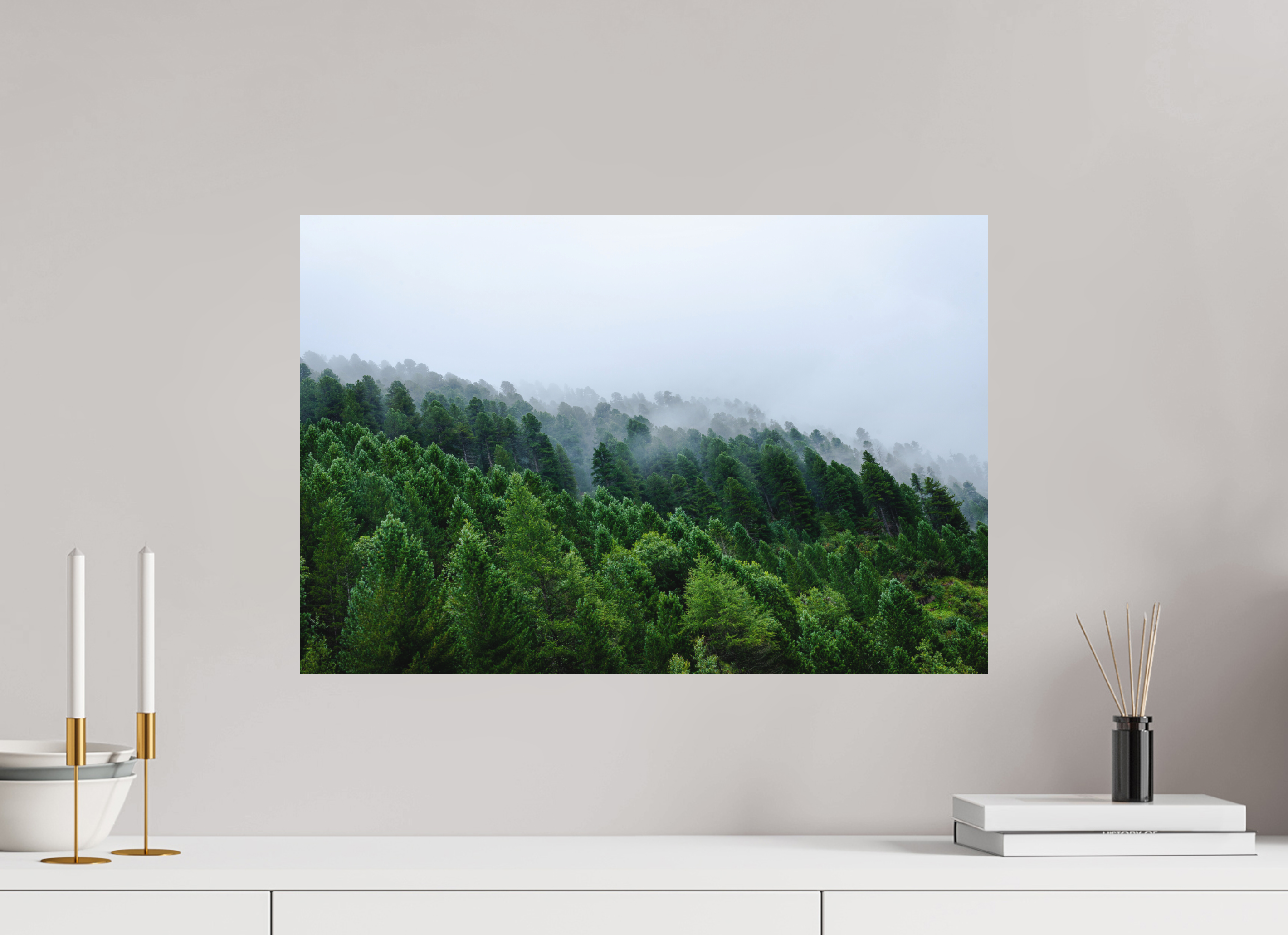 60 x 40 cm, Fine Art Print - Infinity Rag Photo 2 - on Alu Dibond Trees lined slope 2