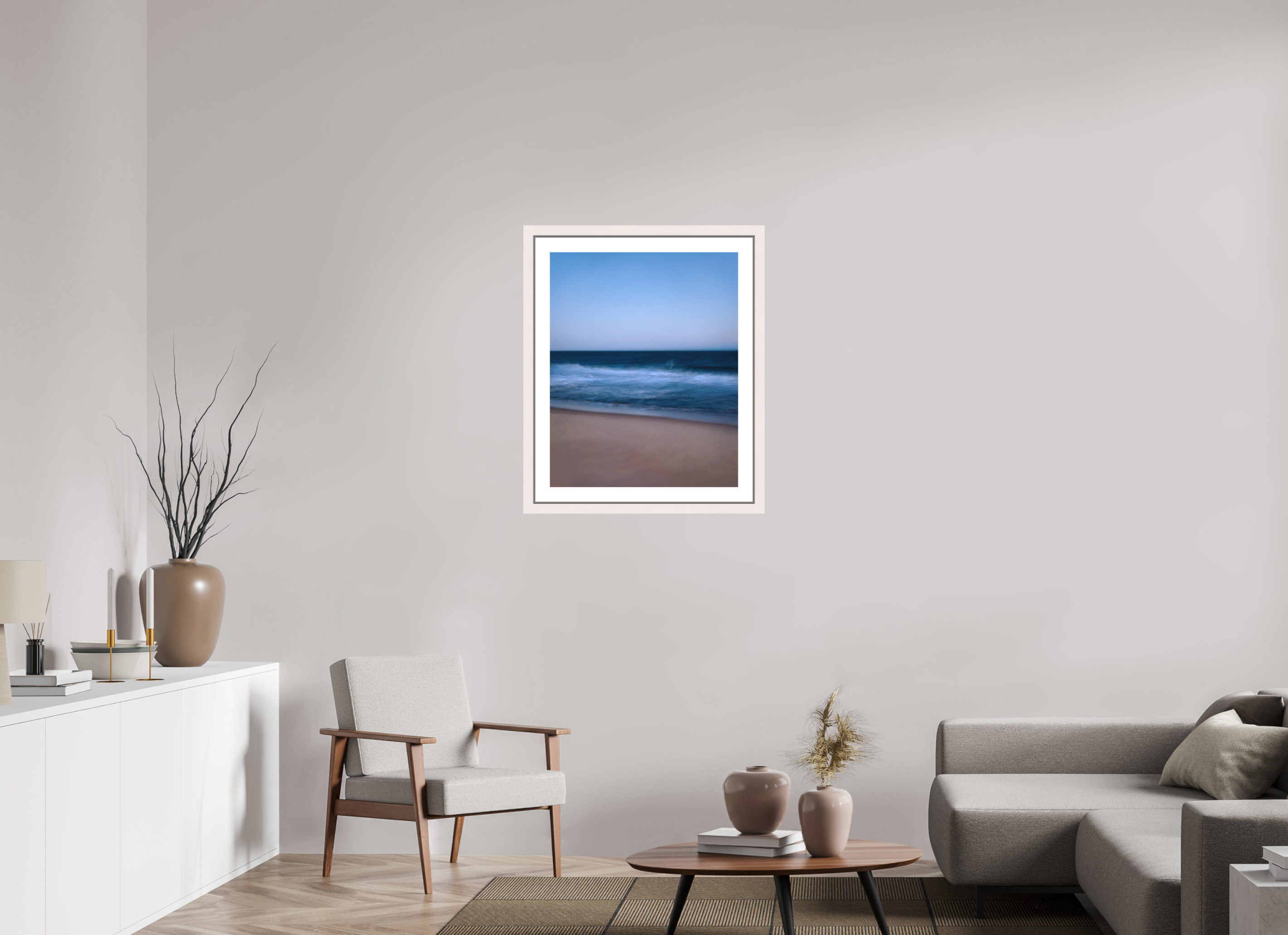 60 x 75 cm, Fine Art Print - Infinity Rag Photo 2 - border 5cm- Ame case 31mm - mapple white Long Island Beach