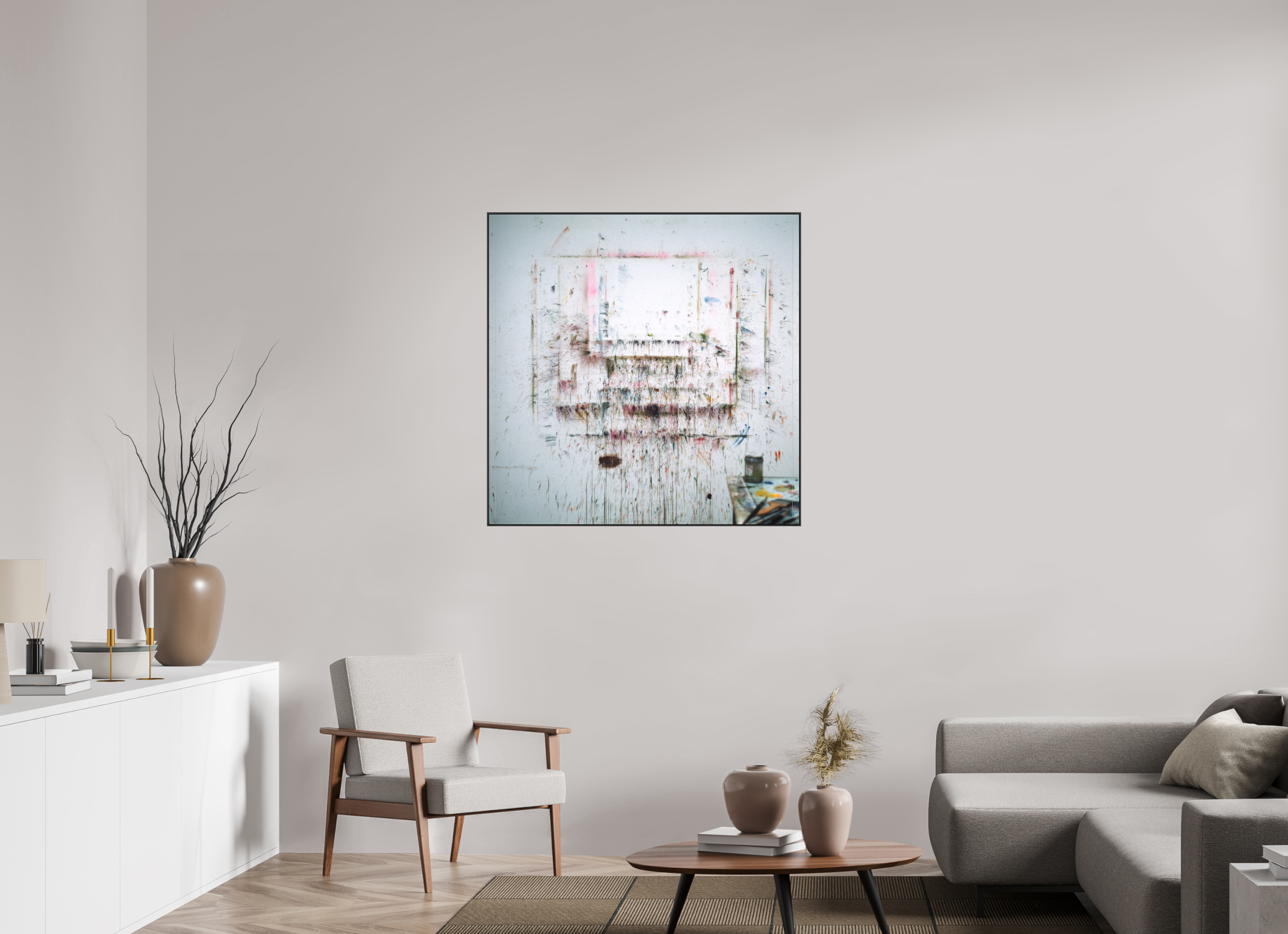 100 x 100 cm, Acrylic matt 2mm - Alu American case 25mm - black A for Art