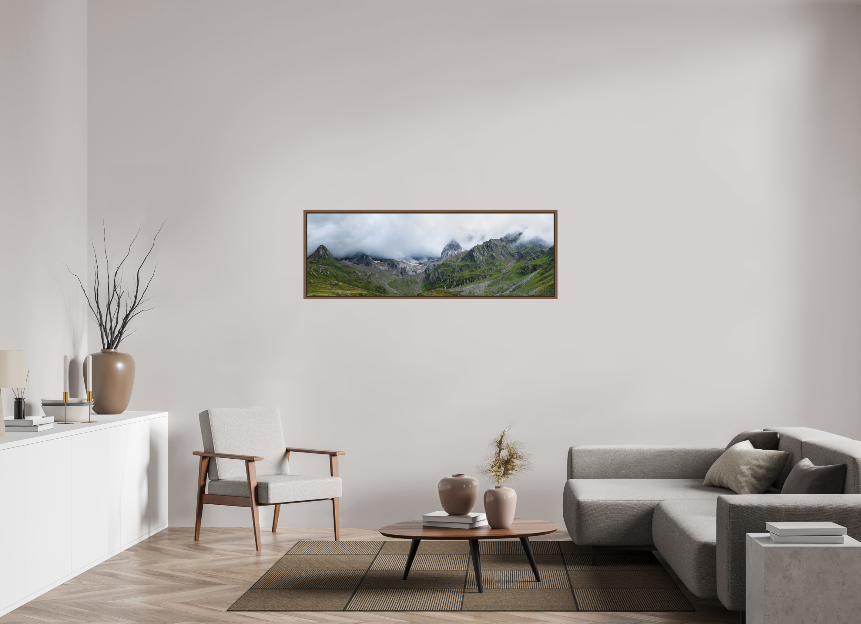 150 x 50 cm, Fine Art Print - Infinity Rag Photo 2 - Ame case 15mm - walnut South Tyrol 1x3