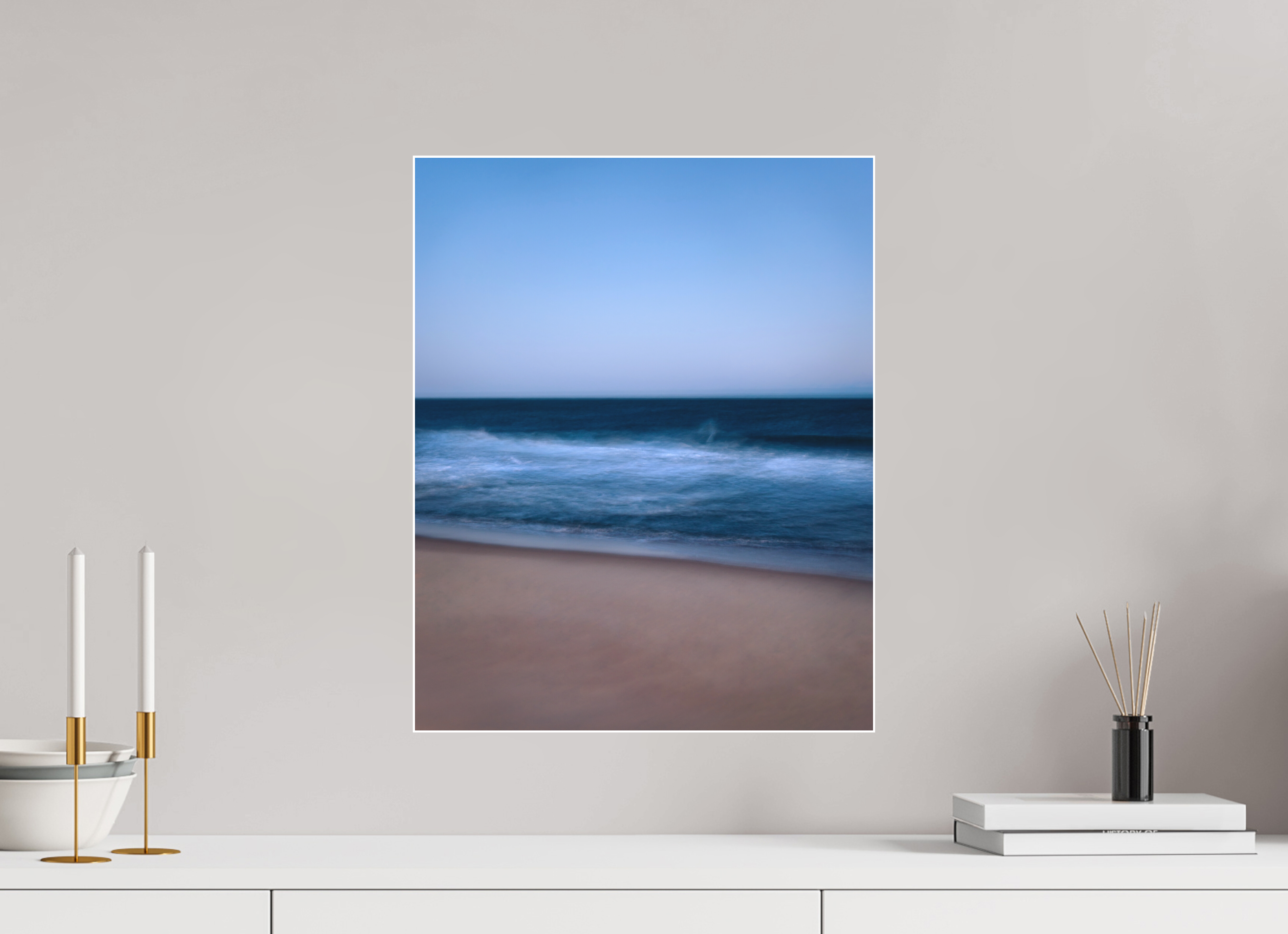 40 x 50 cm, Acrylic matt 2mm - Alu Slime Frame - white Long Island Beach