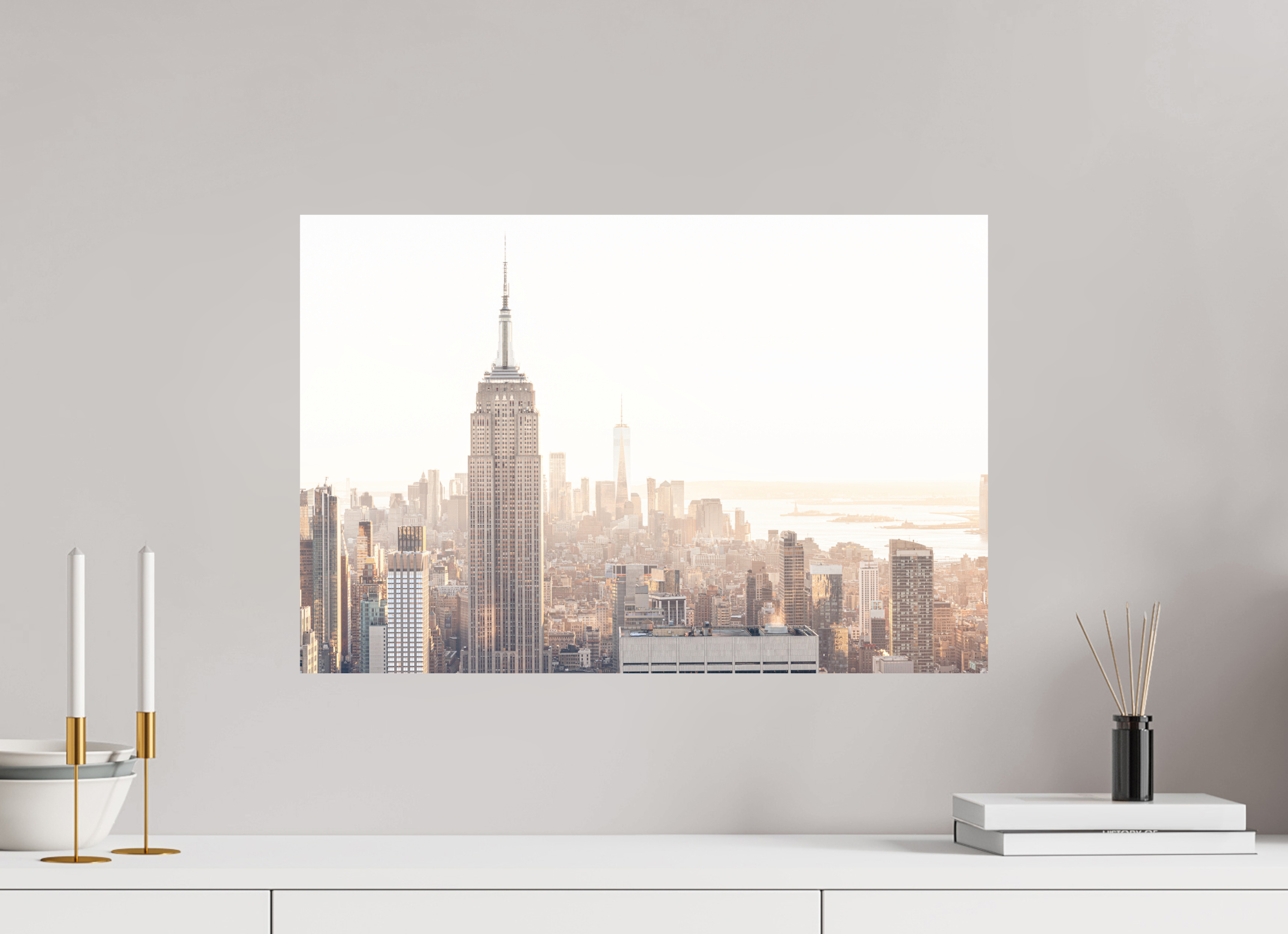 60 x 40 cm, Photo print Matt on Alu Dibond Empire State Building sunnygold