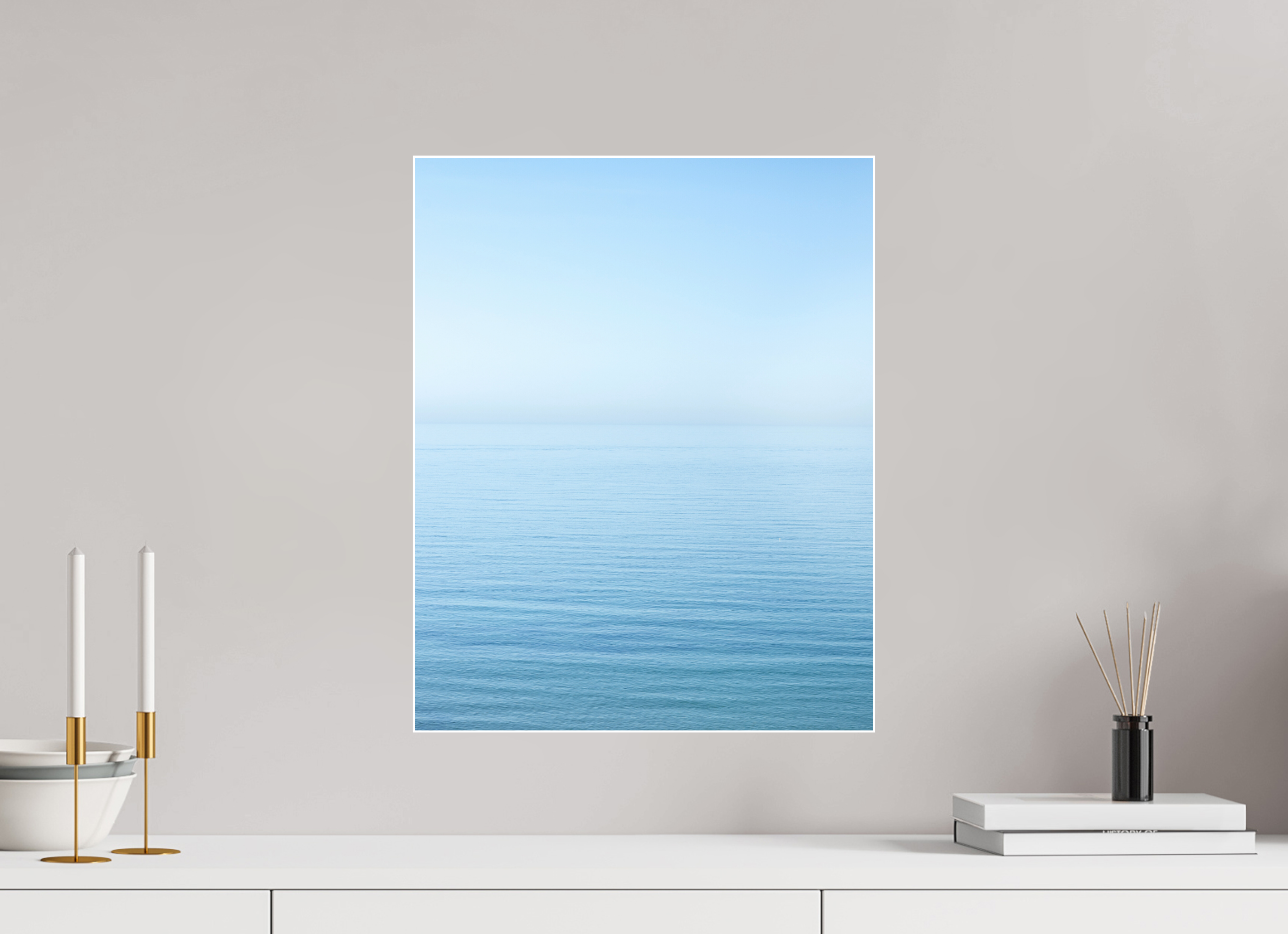 40 x 50 cm, Acrylic glossy 2mm - Alu Slime Frame - white The sea Manche
