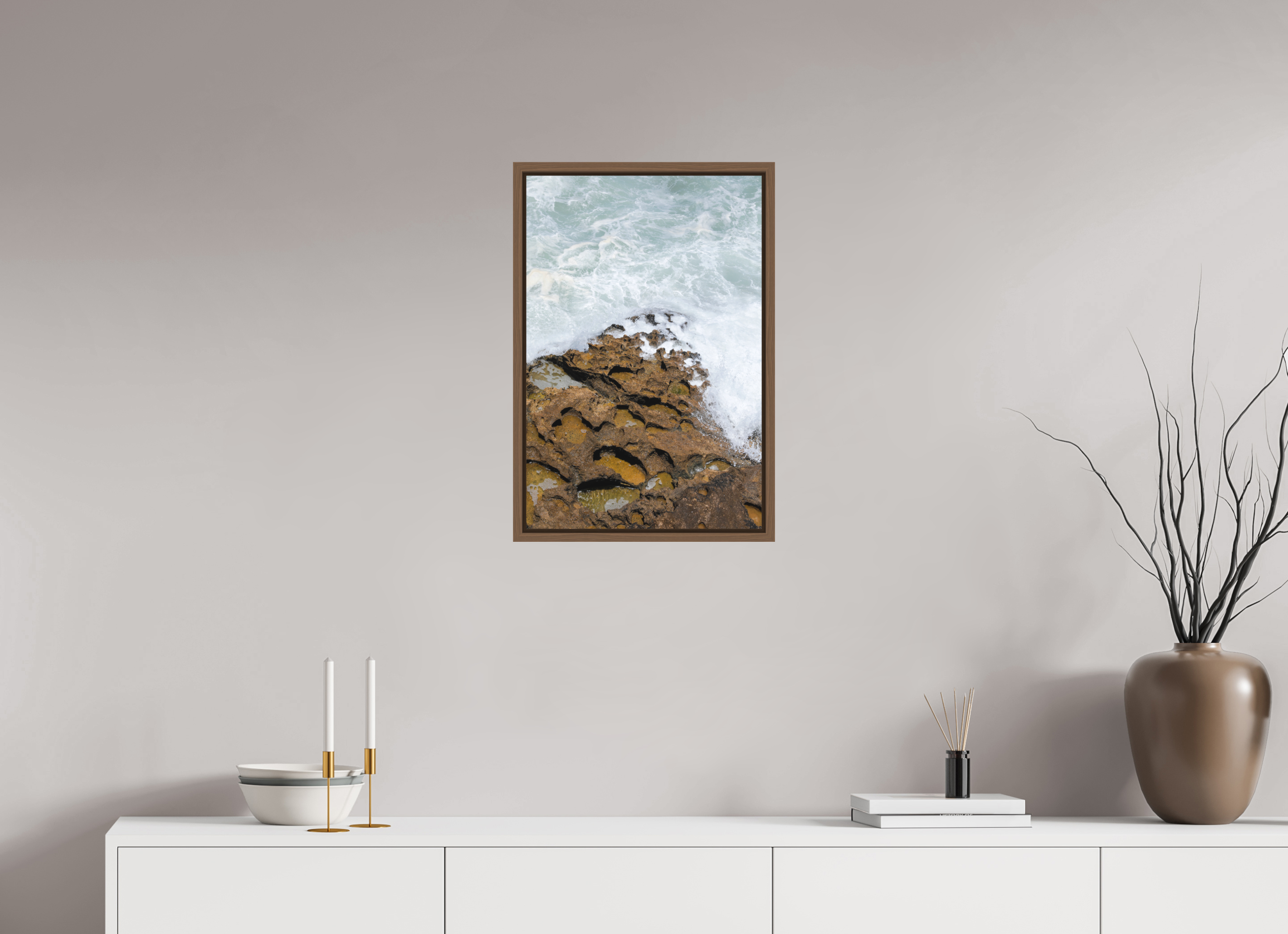 40 x 60 cm, Acrylic matt 2mm - American case 15mm - walnut Earth & Sea (Kopie)