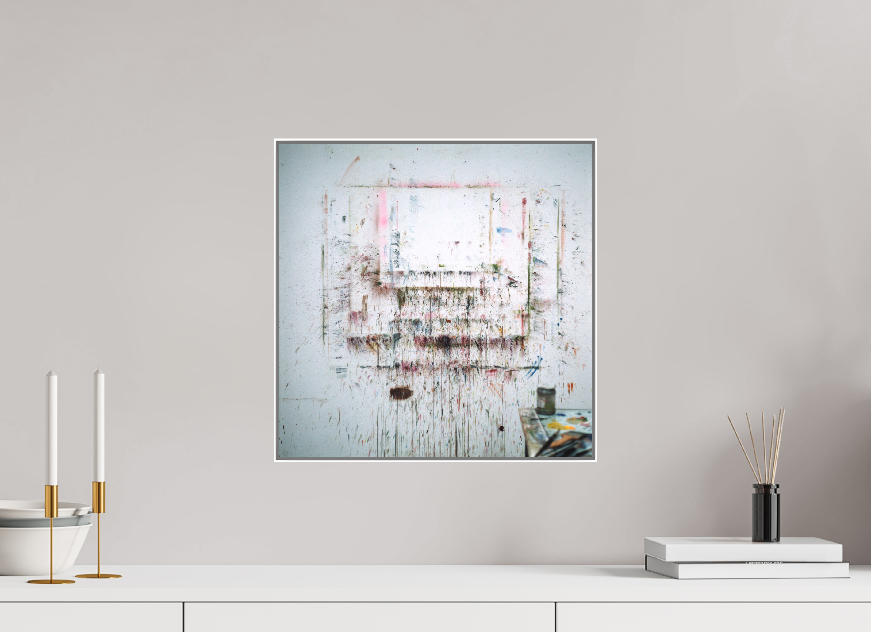 40 x 40 cm, Acrylic matt 2mm - Alu American case 25mm - white A for Art