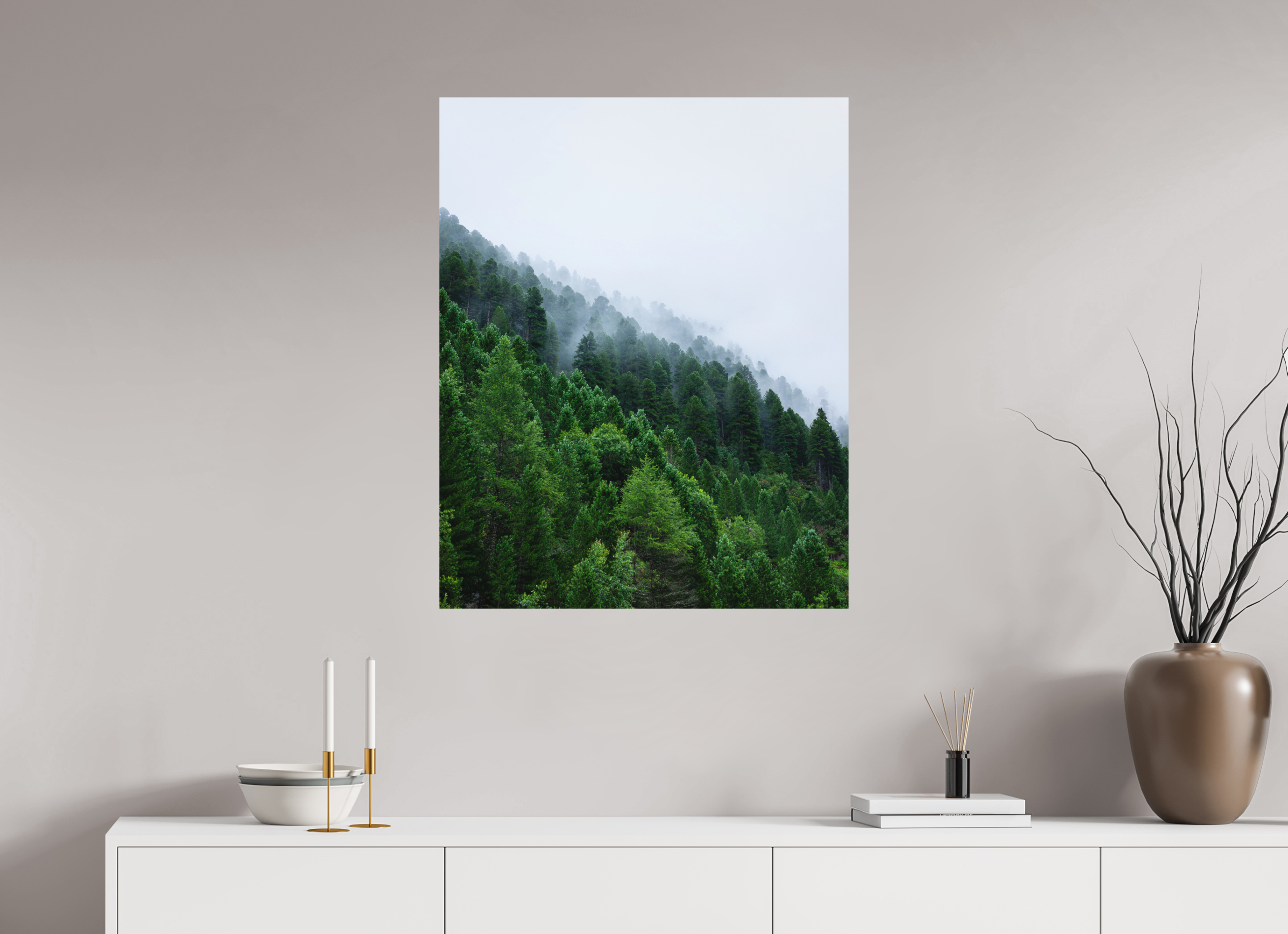 70 x 87,5 cm, Fine Art Print - Infinity Rag Photo 2 - on Alu Dibond Trees lined slope