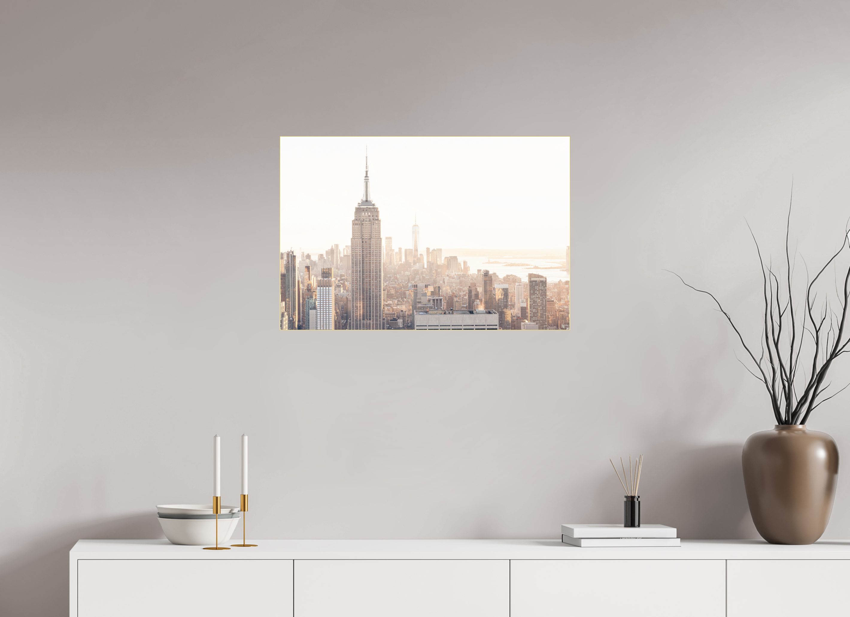 75 x 50 cm, Acrylic glossy 2mm - Alu Slime Frame - gold Empire State Building sunnygold