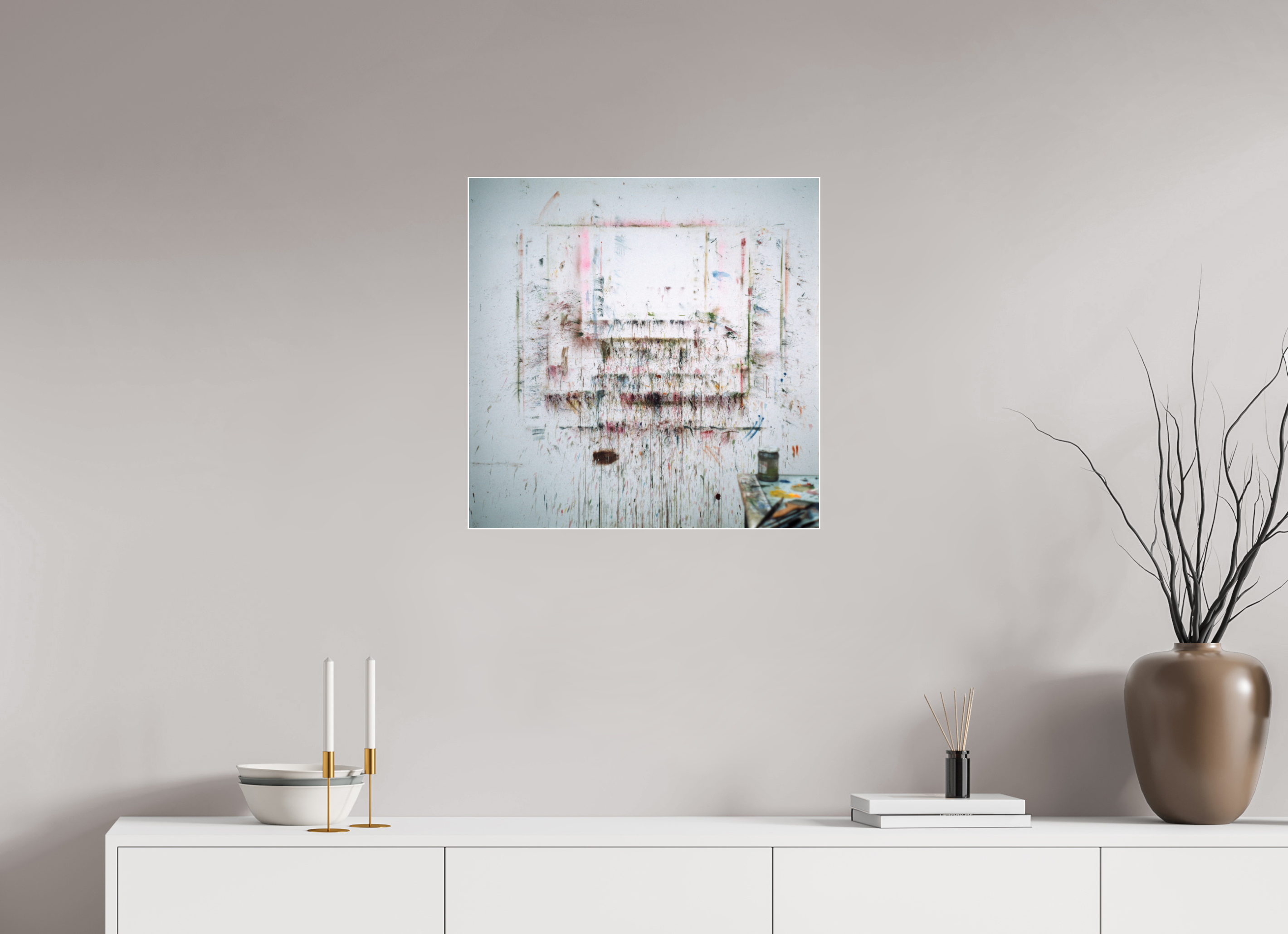 60 x 60 cm, Acrylic glossy 2mm - Alu Slime Frame - white A for Art