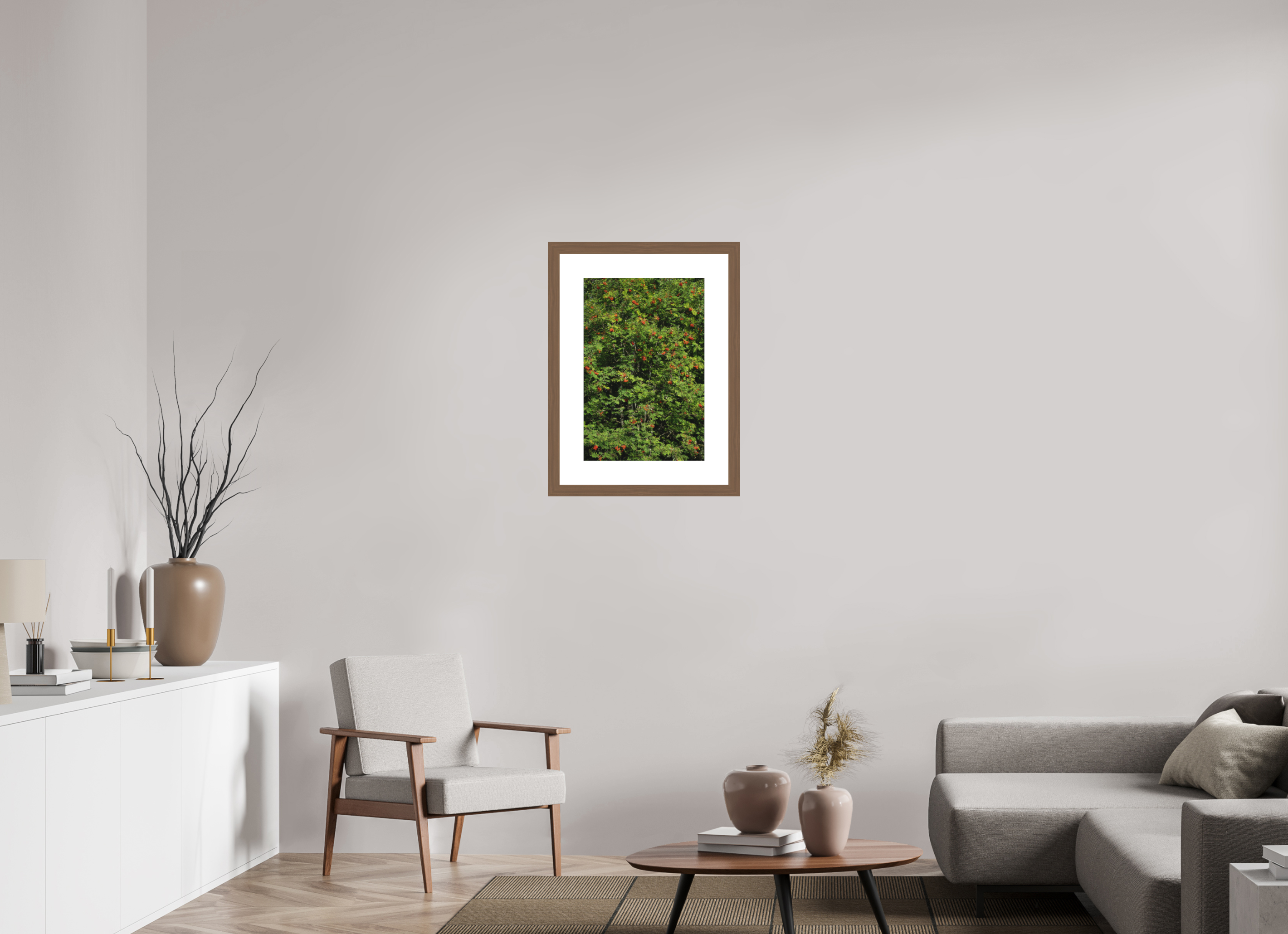 40 x 60 cm, Fine Art Print - Infinity Rag Photo 2 - PP 8cm - Walnut Frame 40mm Red Dots