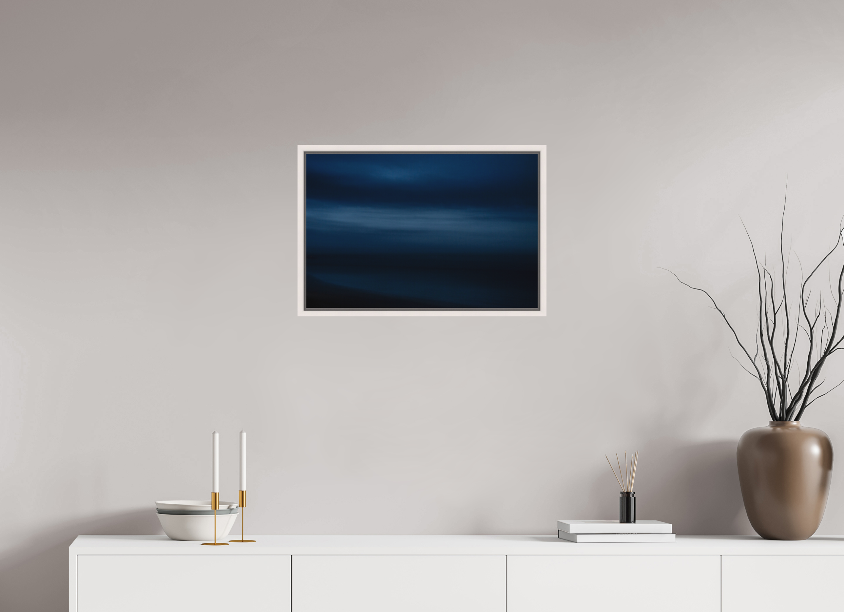 60 x 40 cm, Fine Art Print - Infinity Rag Photo 2 - Ame case 15mm - mapple white The sea at night