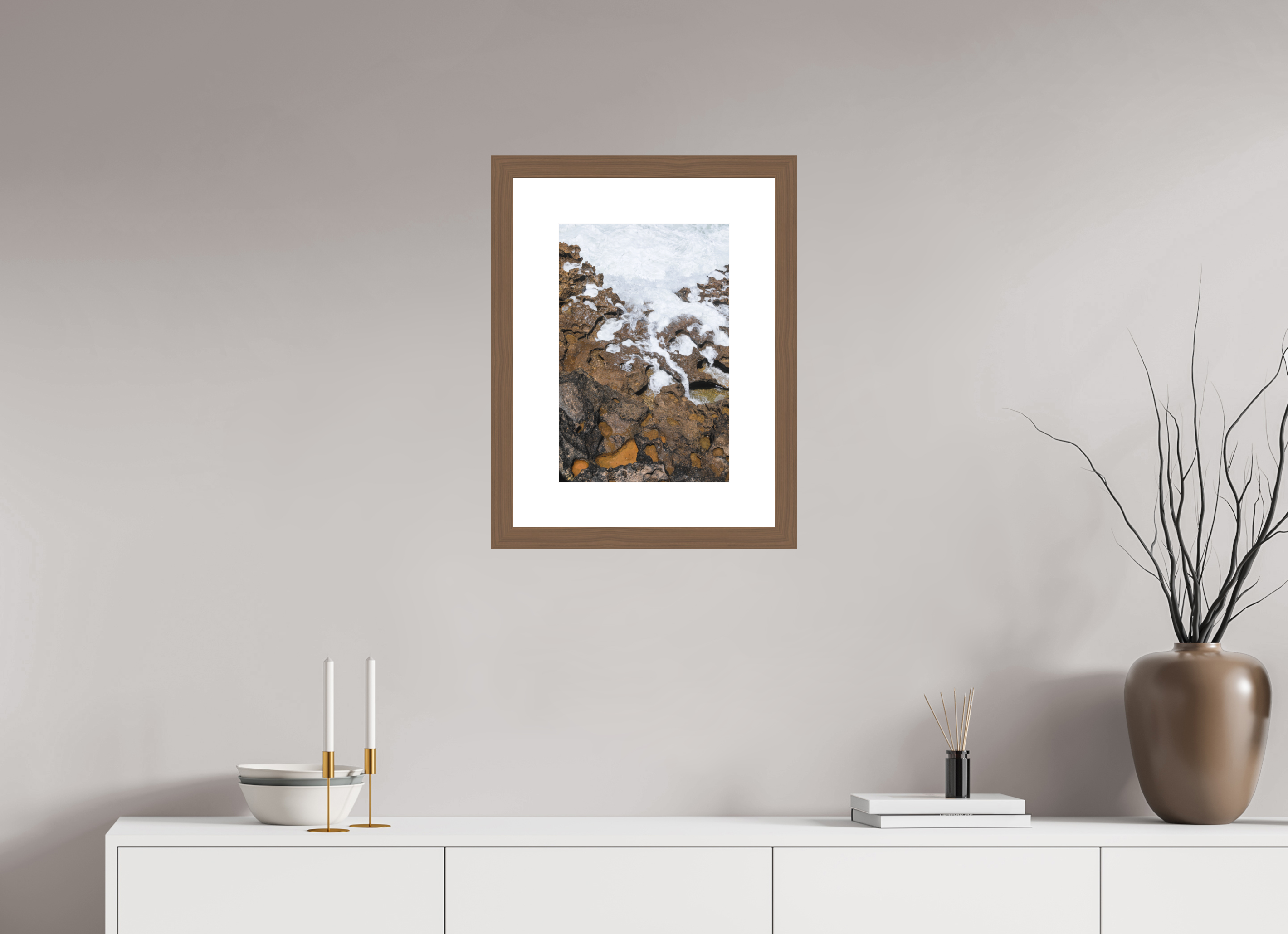 30 x 45 cm, Fine Art Print - Infinity Rag Photo 2 - PP 8cm - Walnut Frame 40mm Earth & Sea 2