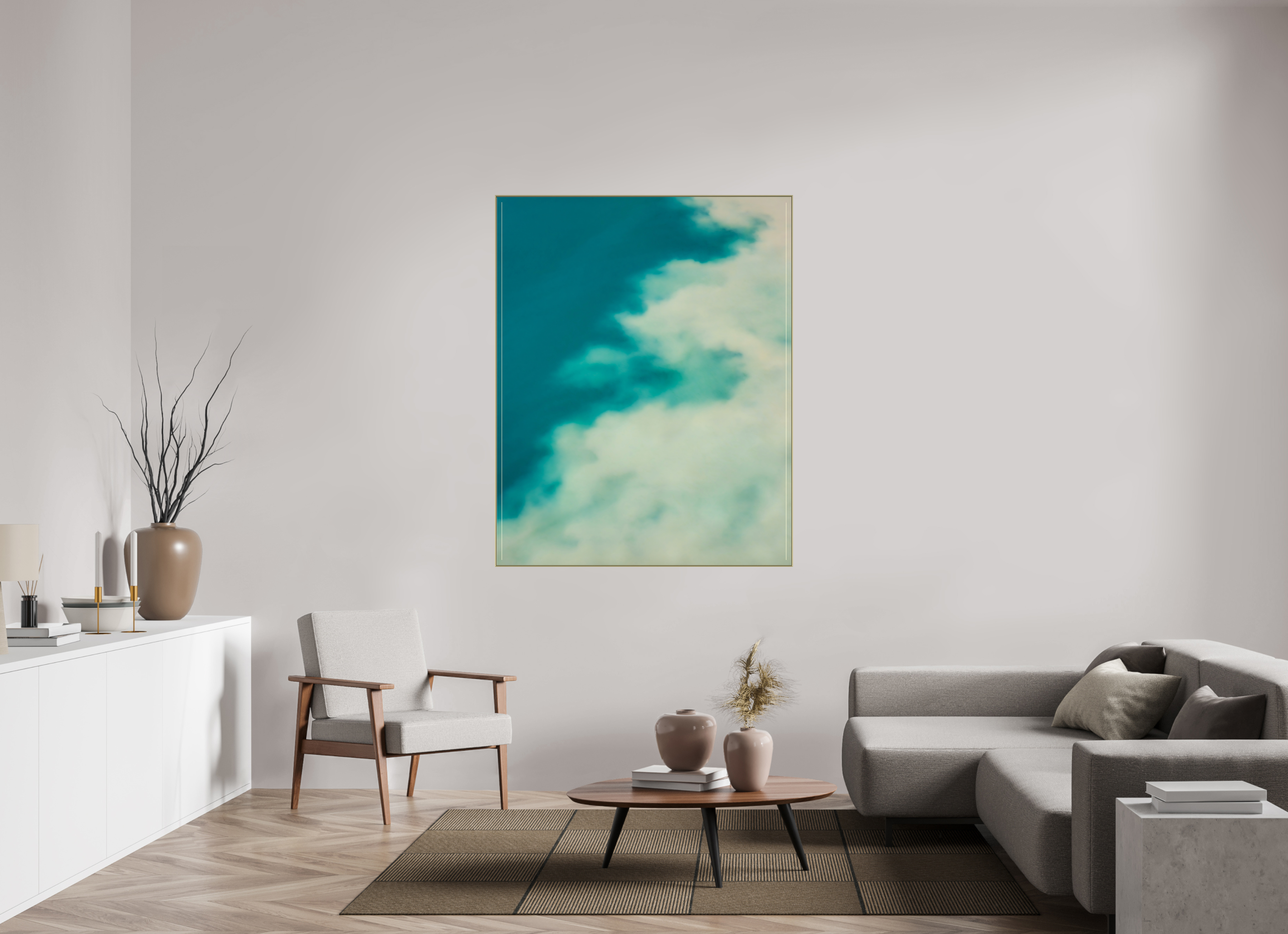 120 x 150 cm, Acrylic glossy 2mm - Alu American case 25mm - gold Mingle