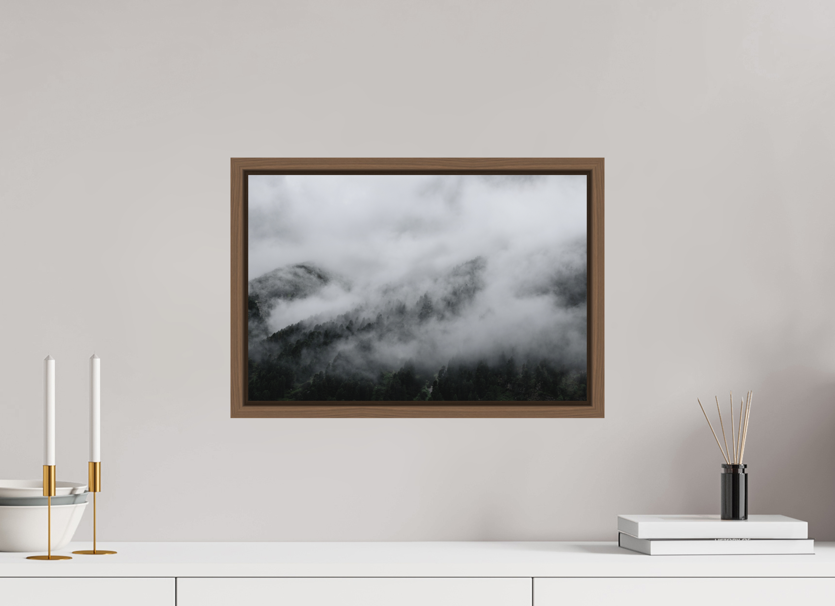 45 x 30 cm, Fine Art Print - Infinity Rag Photo 2 - Ame case 15mm - walnut The misty Mountains