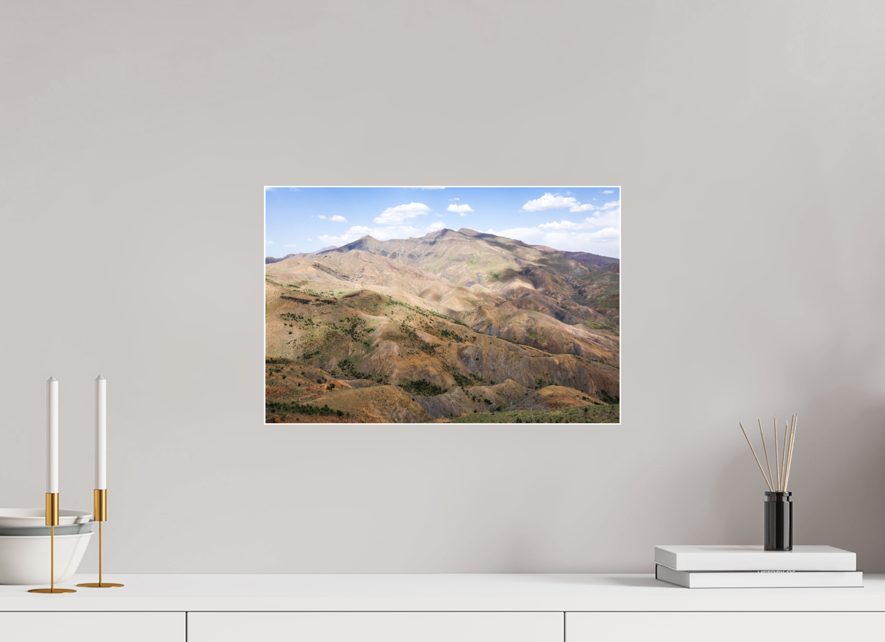 45 x 30 cm, Acrylic glossy 2mm - Alu Slime Frame - white Atlas from Marocco