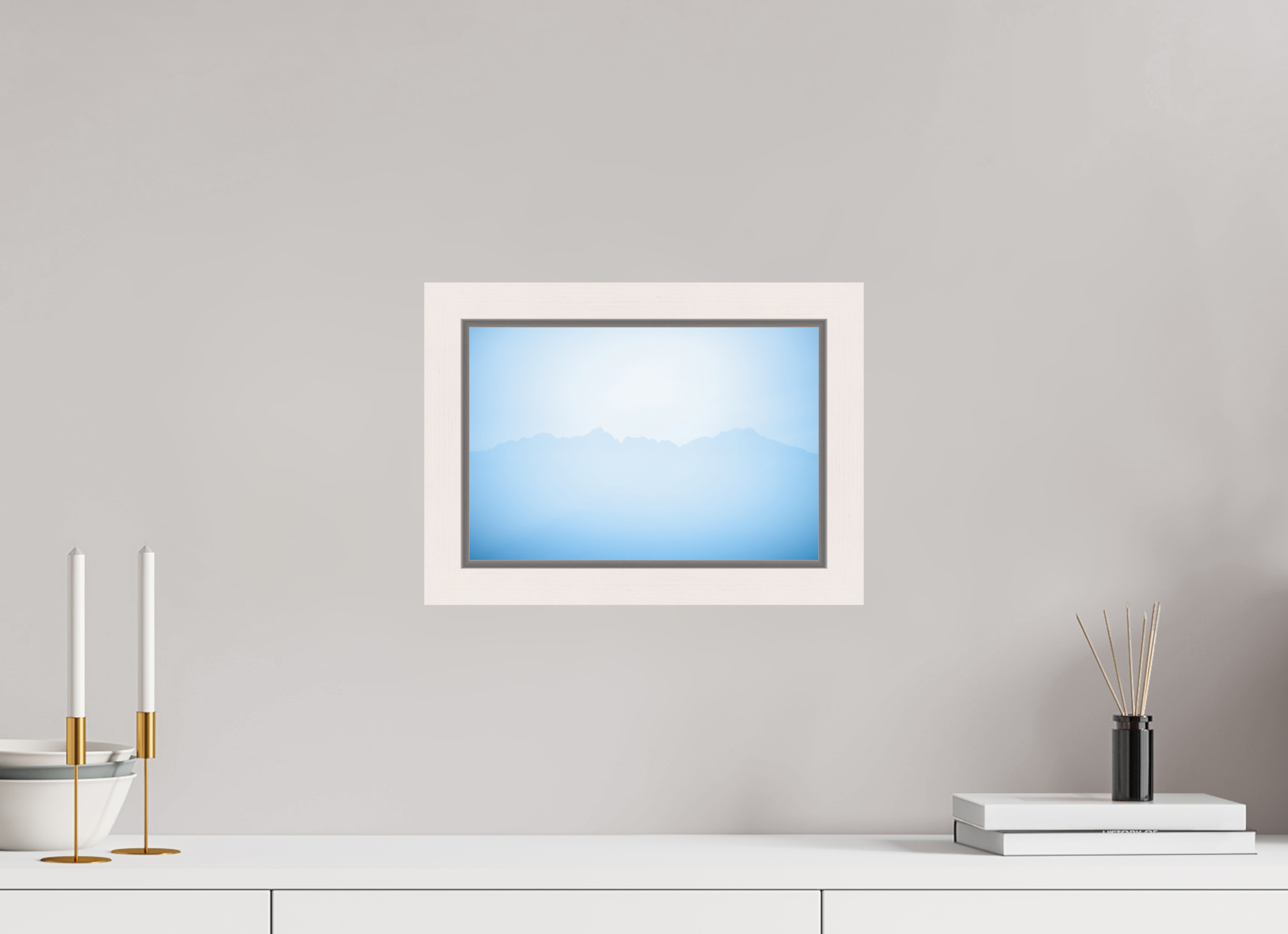 30 x 20 cm, Acrylic matt 2mm - American case 31mm - mapple white Mountains of Como Lac