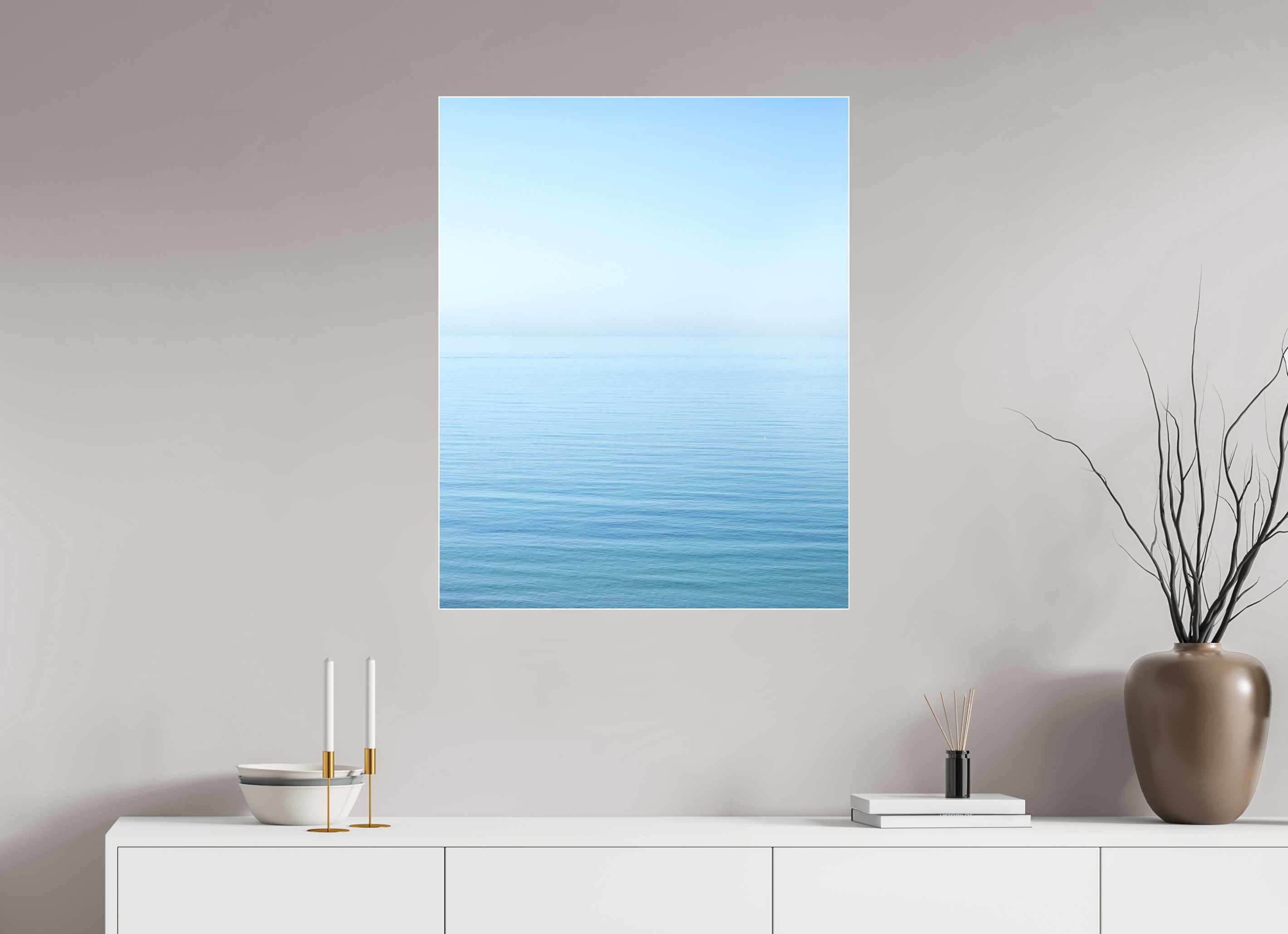 70 x 87,5 cm, Acrylic matt 2mm - Alu Slime Frame - white The sea Manche