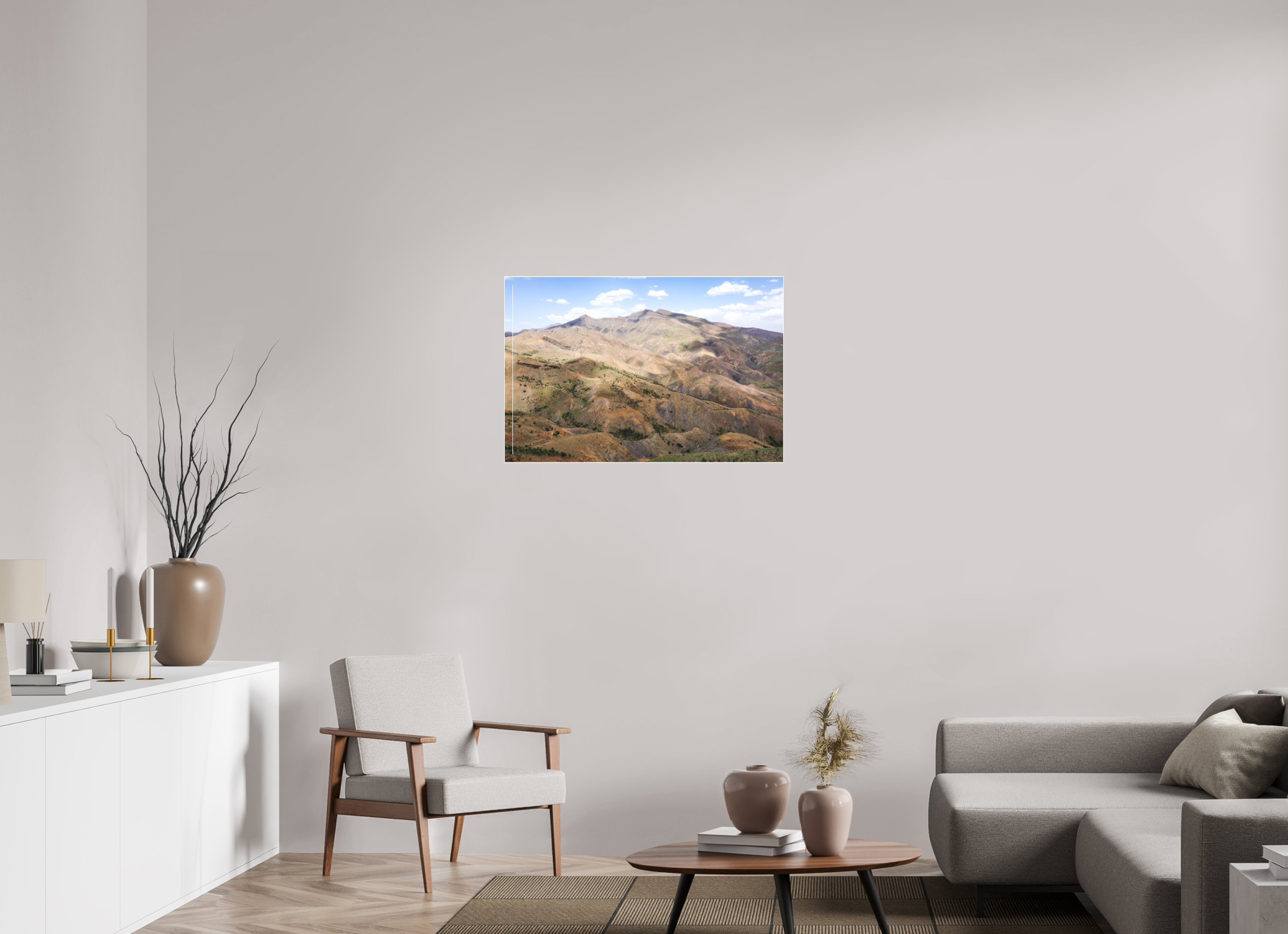 90 x 60 cm, Acrylic matt 2mm - Alu Slime Frame - white Atlas from Marocco