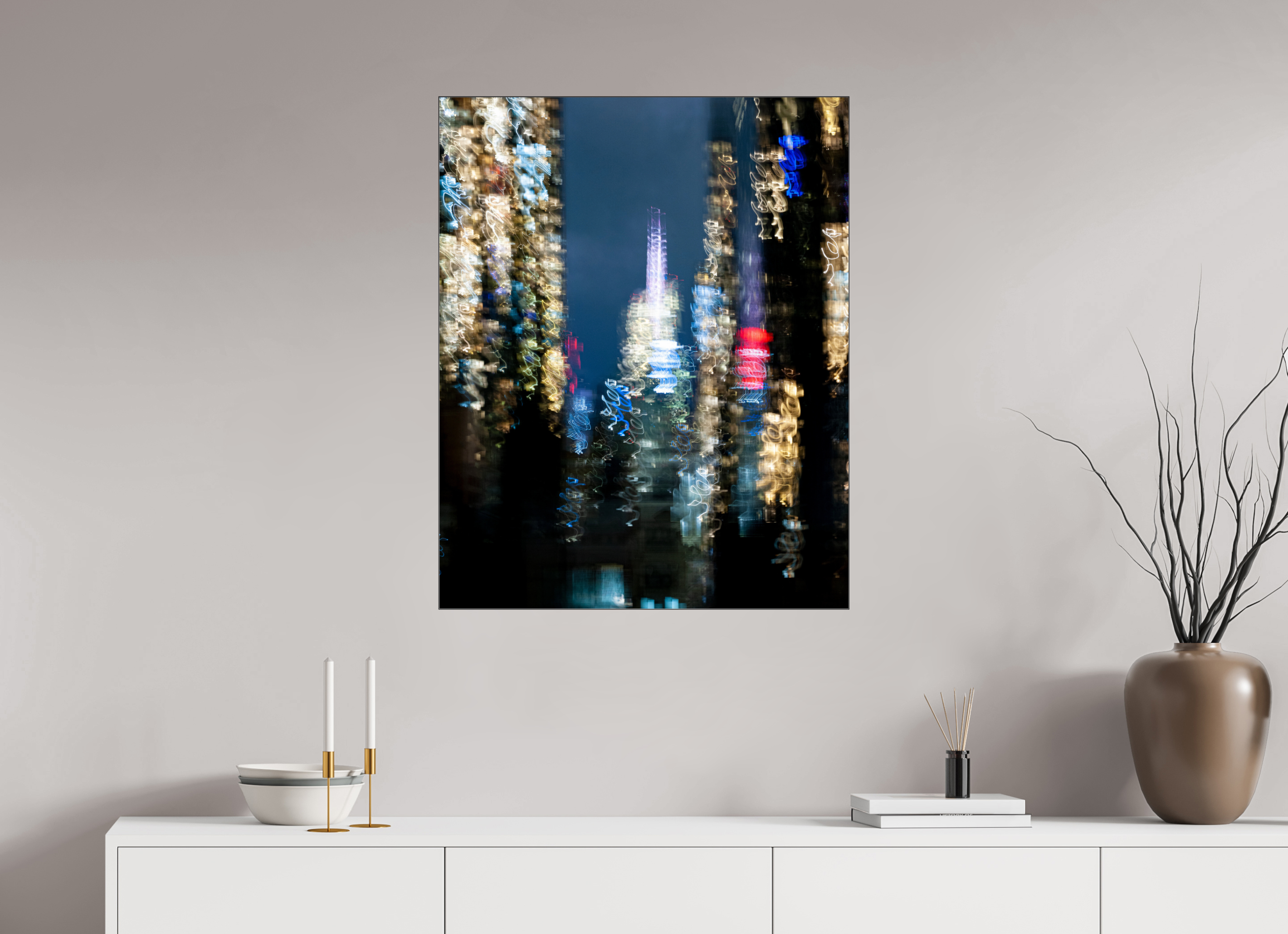 70 x 87,5 cm, Acrylic glossy 2mm - Alu Slime Frame - black NYC by night