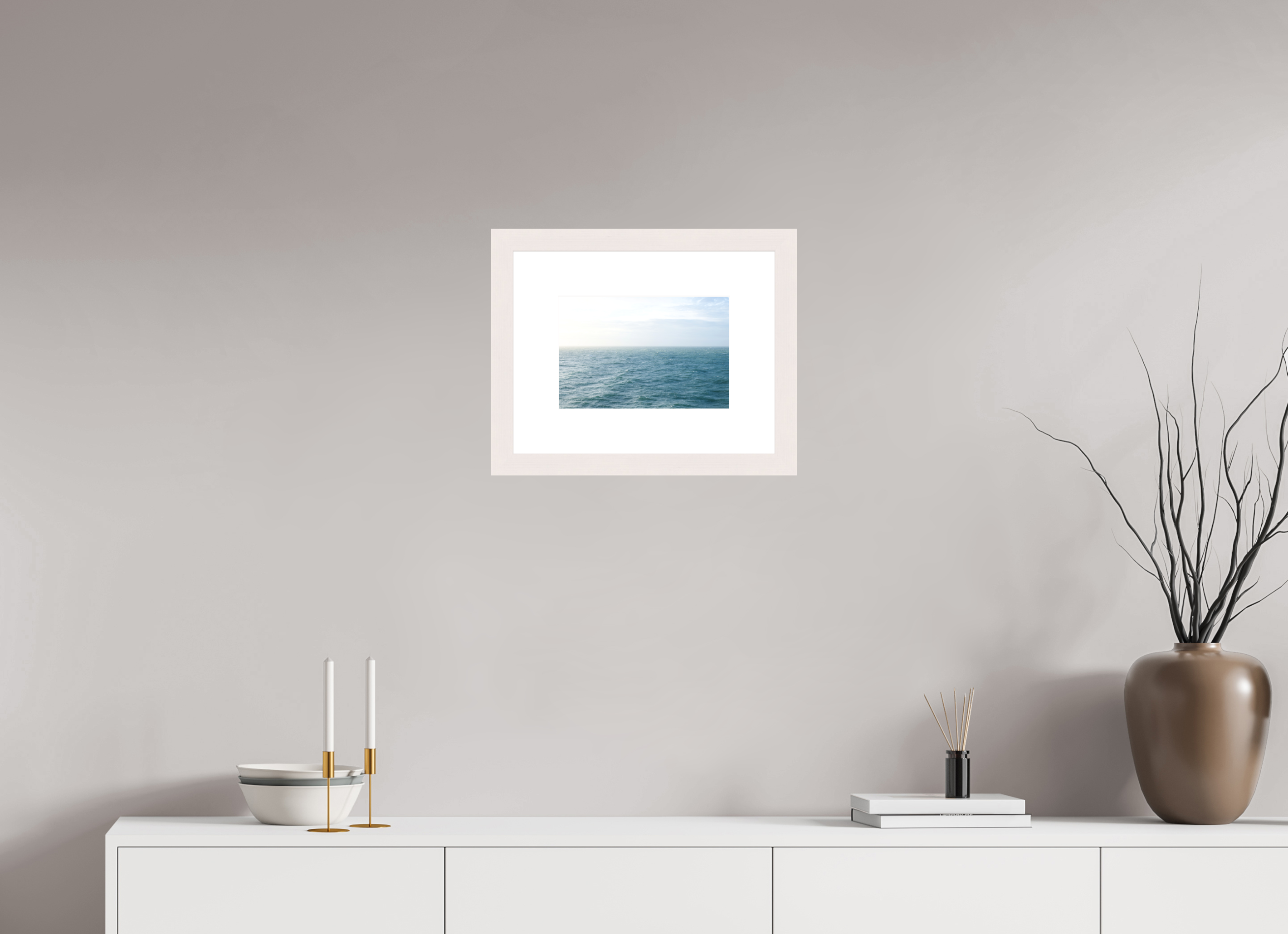 30 x 20 cm, Fine Art Print - Infinity Rag Photo 2 - PP 8cm - Mapple white Frame 40mm North Sea