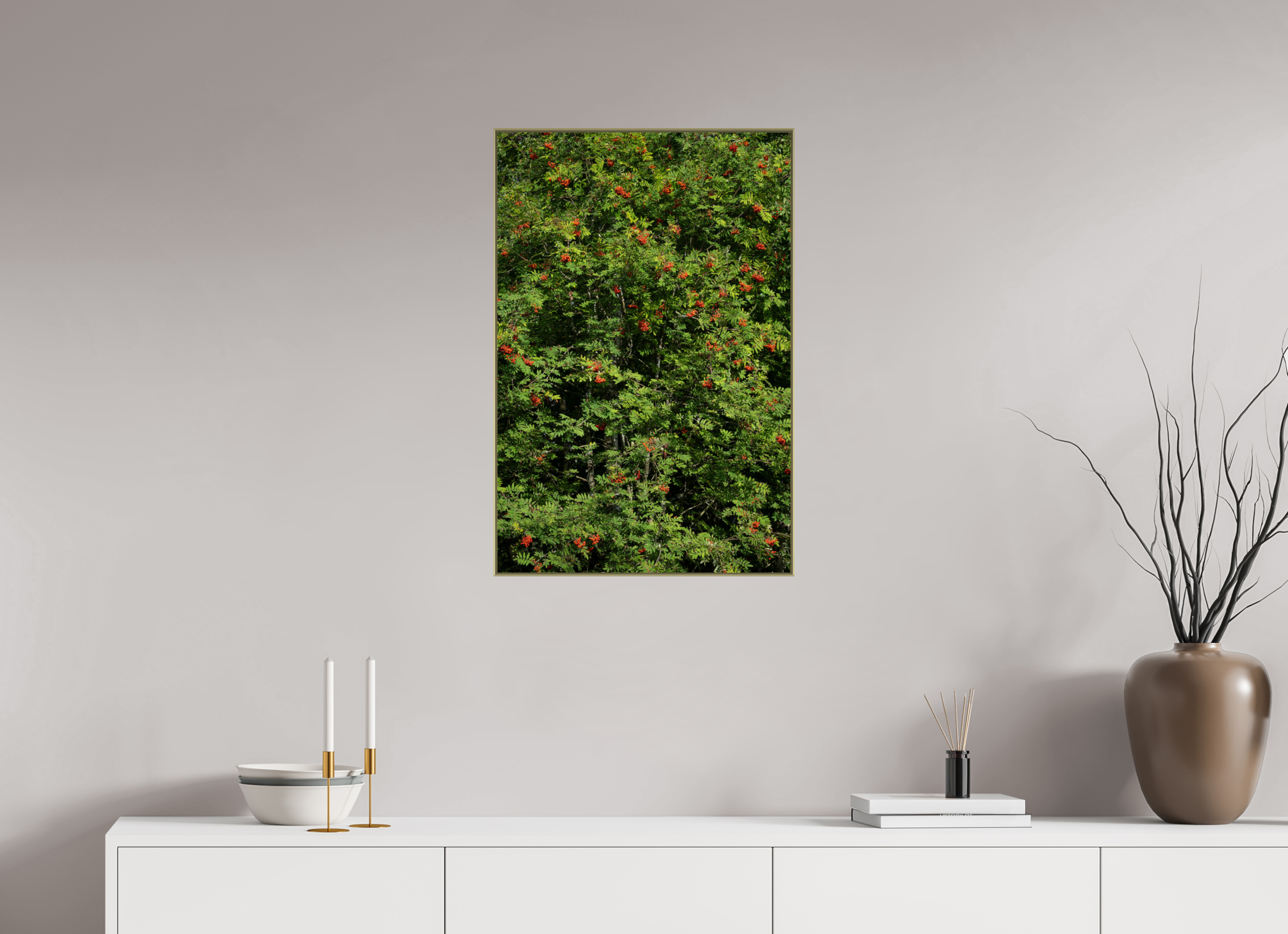 50 x 75 cm, Acrylic glossy 2mm - Alu American case 25mm - gold Red Dots